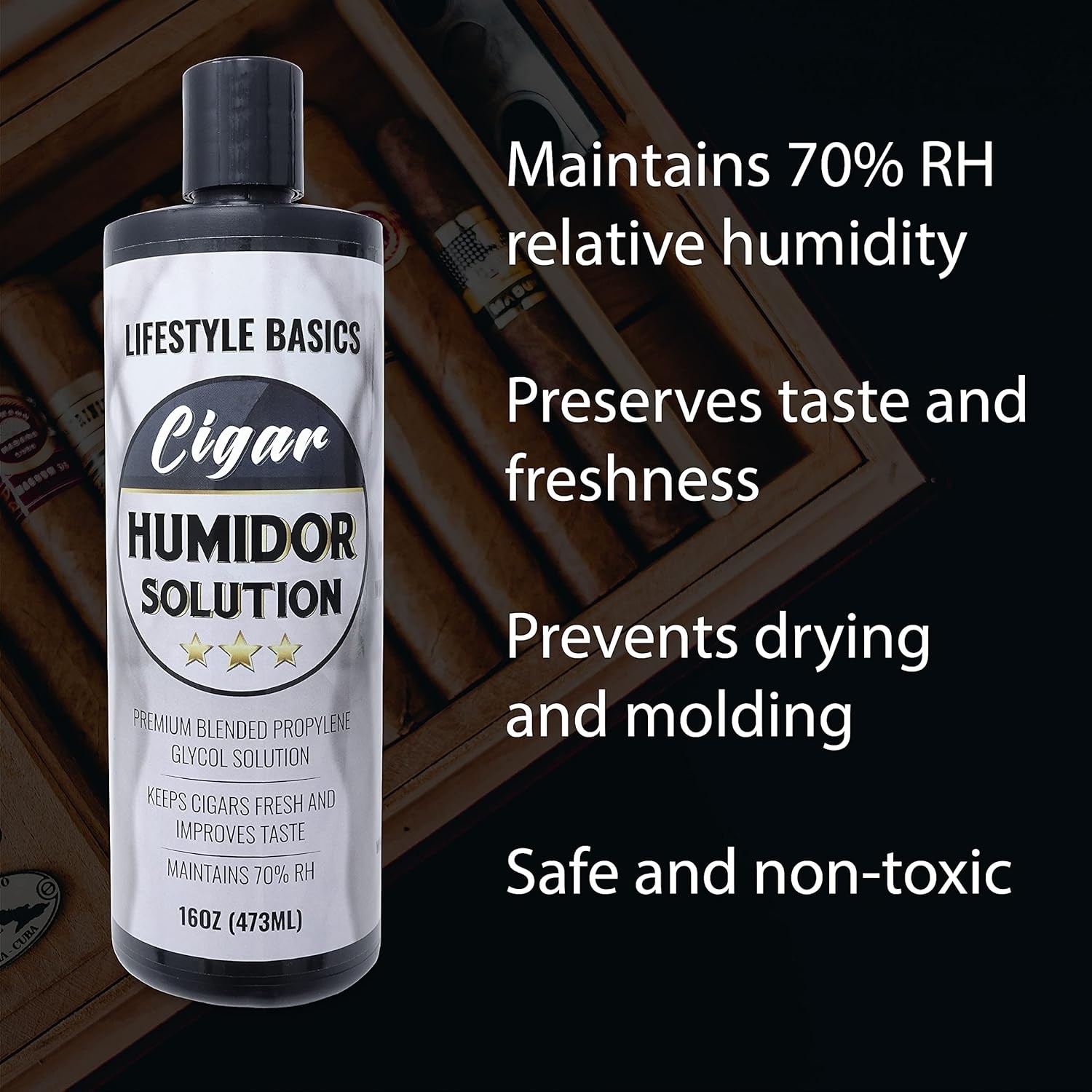 Cigar Humidor Solution 16 oz (473 ml) - Humidifier Liquid - Premium...