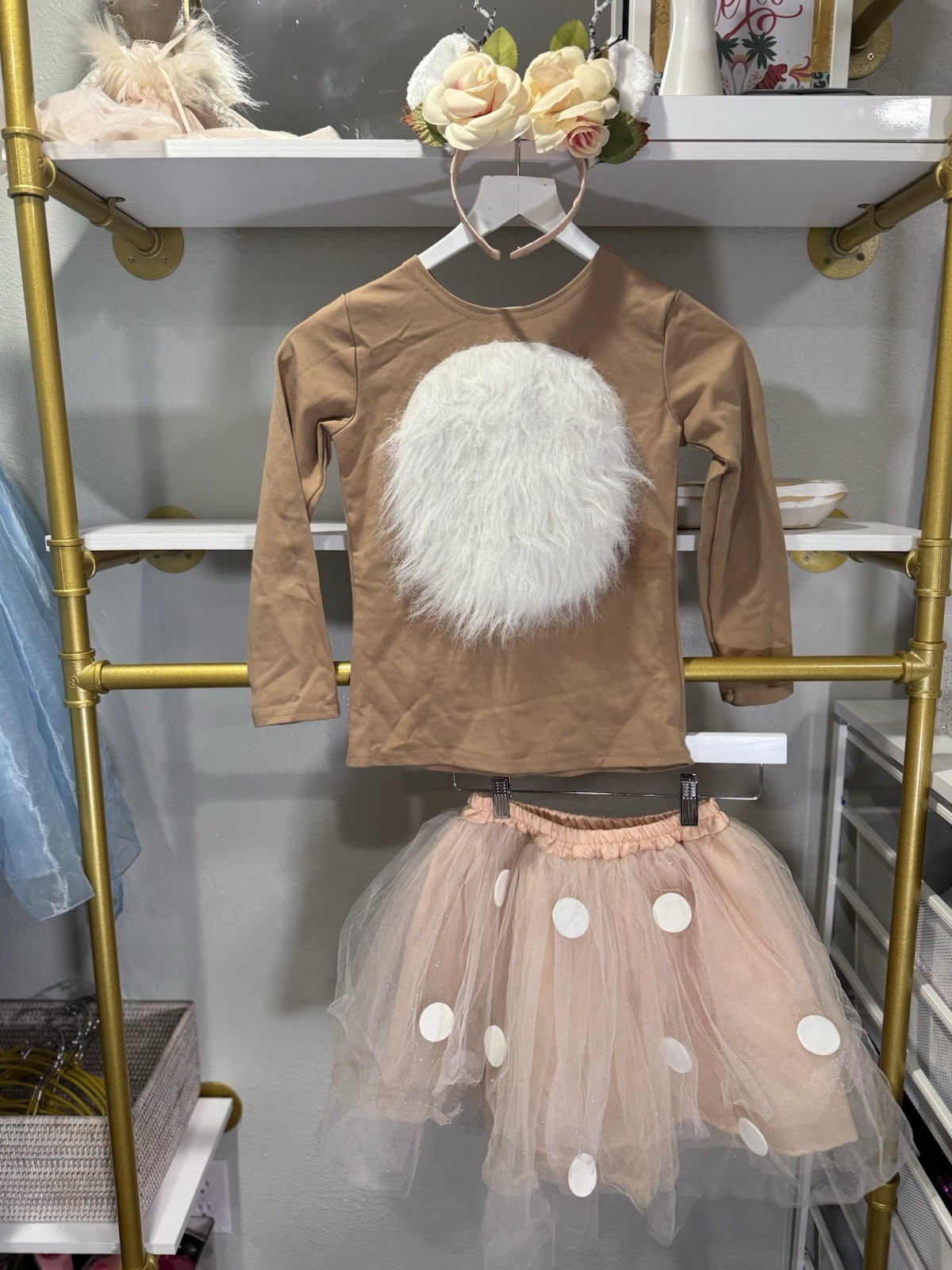 NWOT Pottery Barn Kids WOODLAND DEER TUTU HALLOWEEN COSTUME Size 7-8