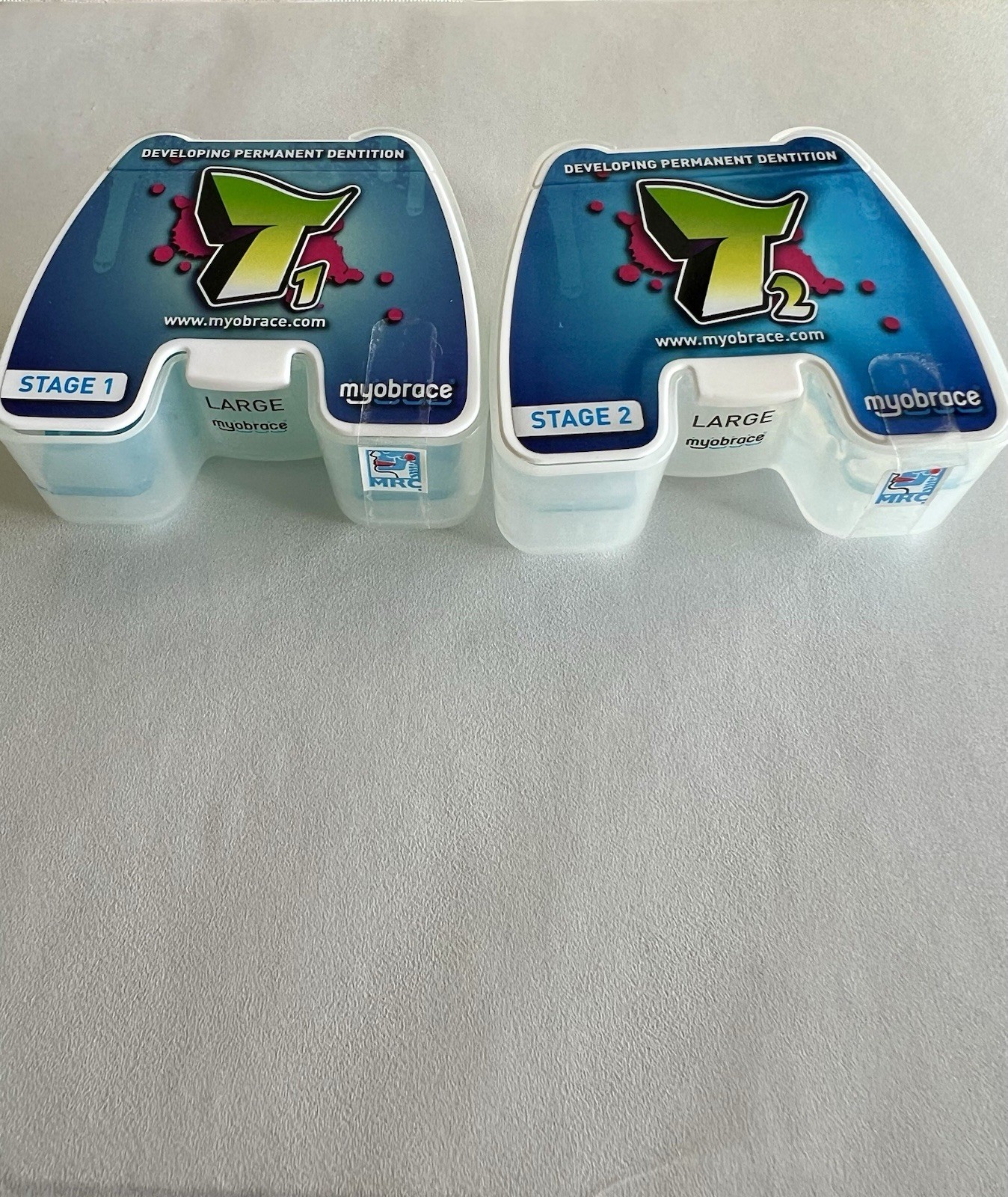 Myobrace Stage 1 T1 and Stage 2 T2 Orthodontic trainer TEEN Large Blue by MRC