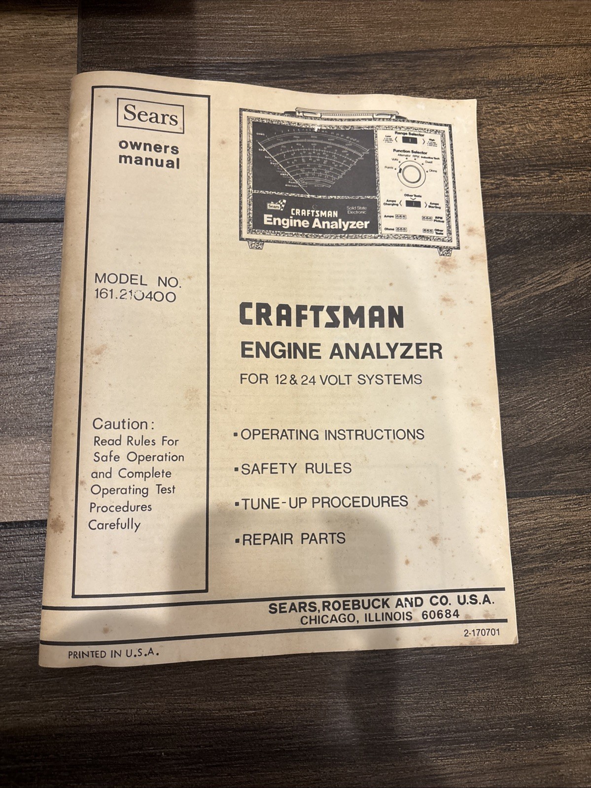 Vintage Sears Craftsman Engine Analyzer 28-21040 w/ Accessories - New old stock