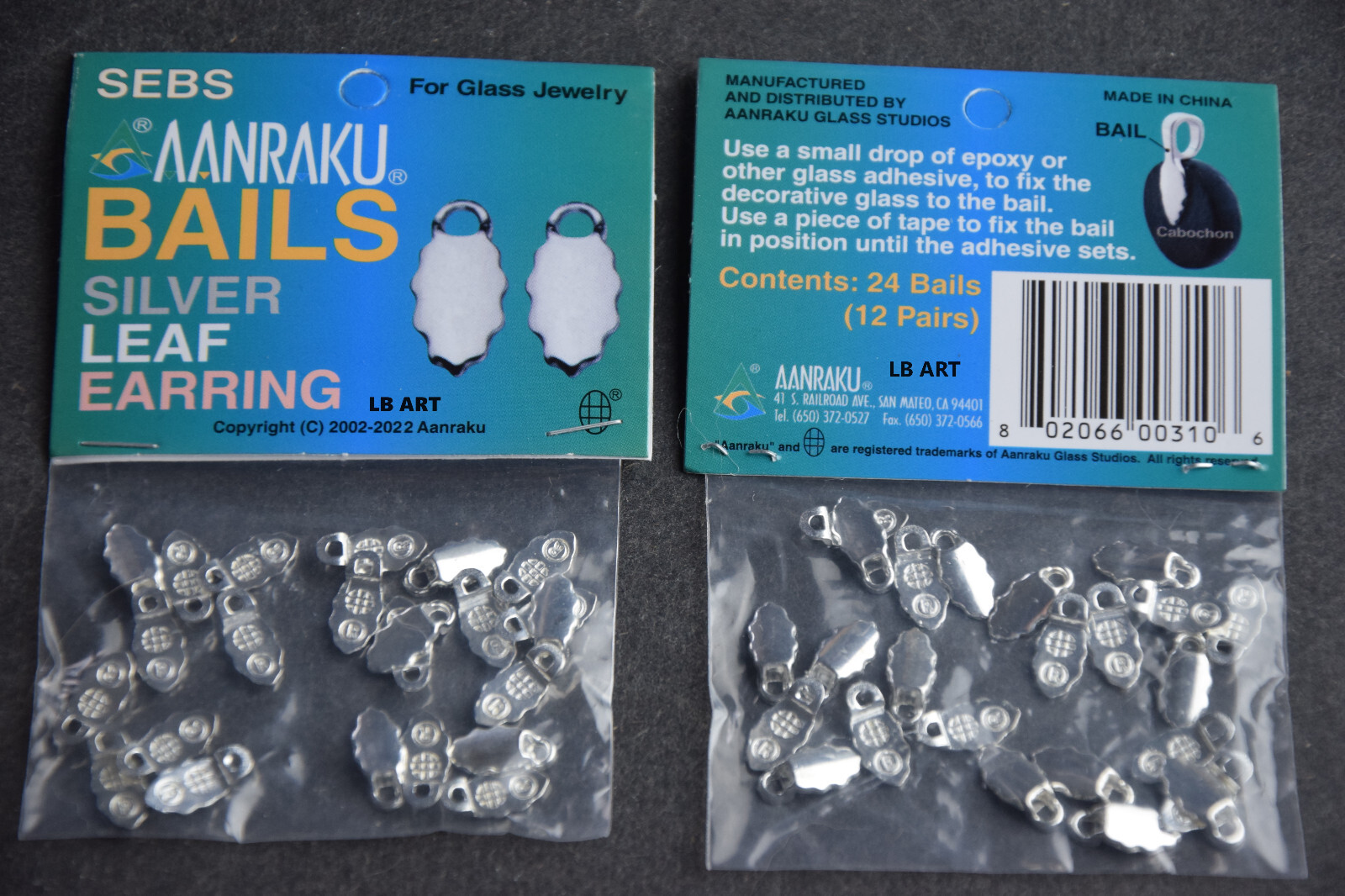 New Sealed 24 pack AANRAKU Silver Plated Leaf Earring Bails