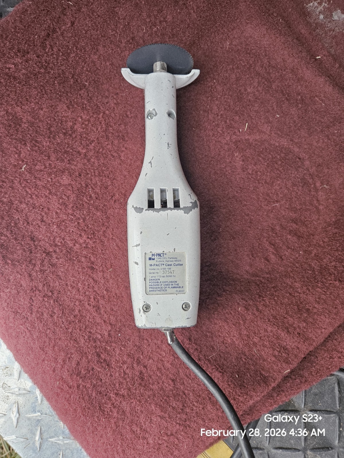 M-PACT 4183-106 Oscillating Cast Cutter Saw for Orthopedics with Blade