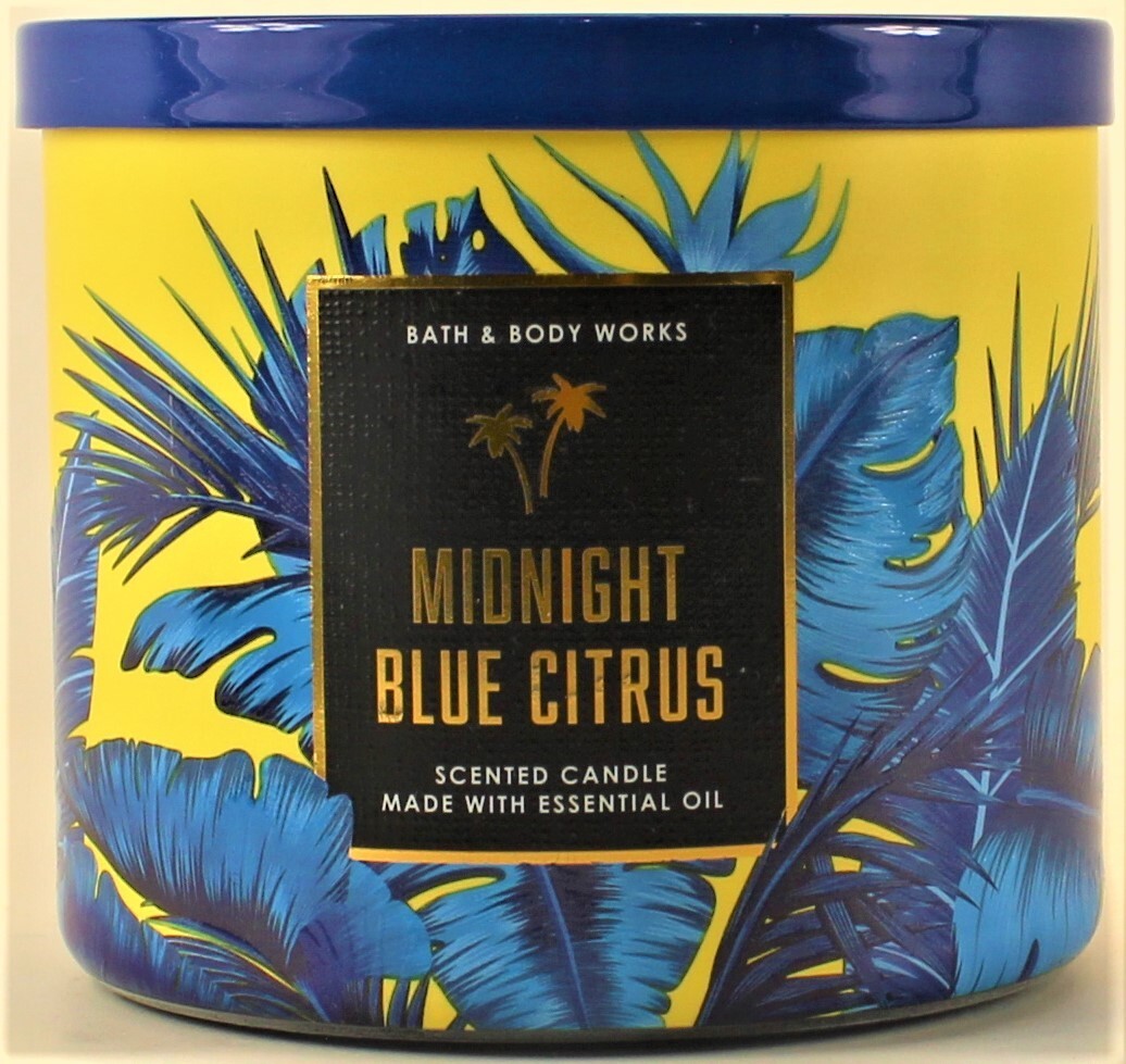 Bath & Body Works White Barn MIDNIGHT BLUE CITRUS 3 Wick 14.5 Oz Scented Candle