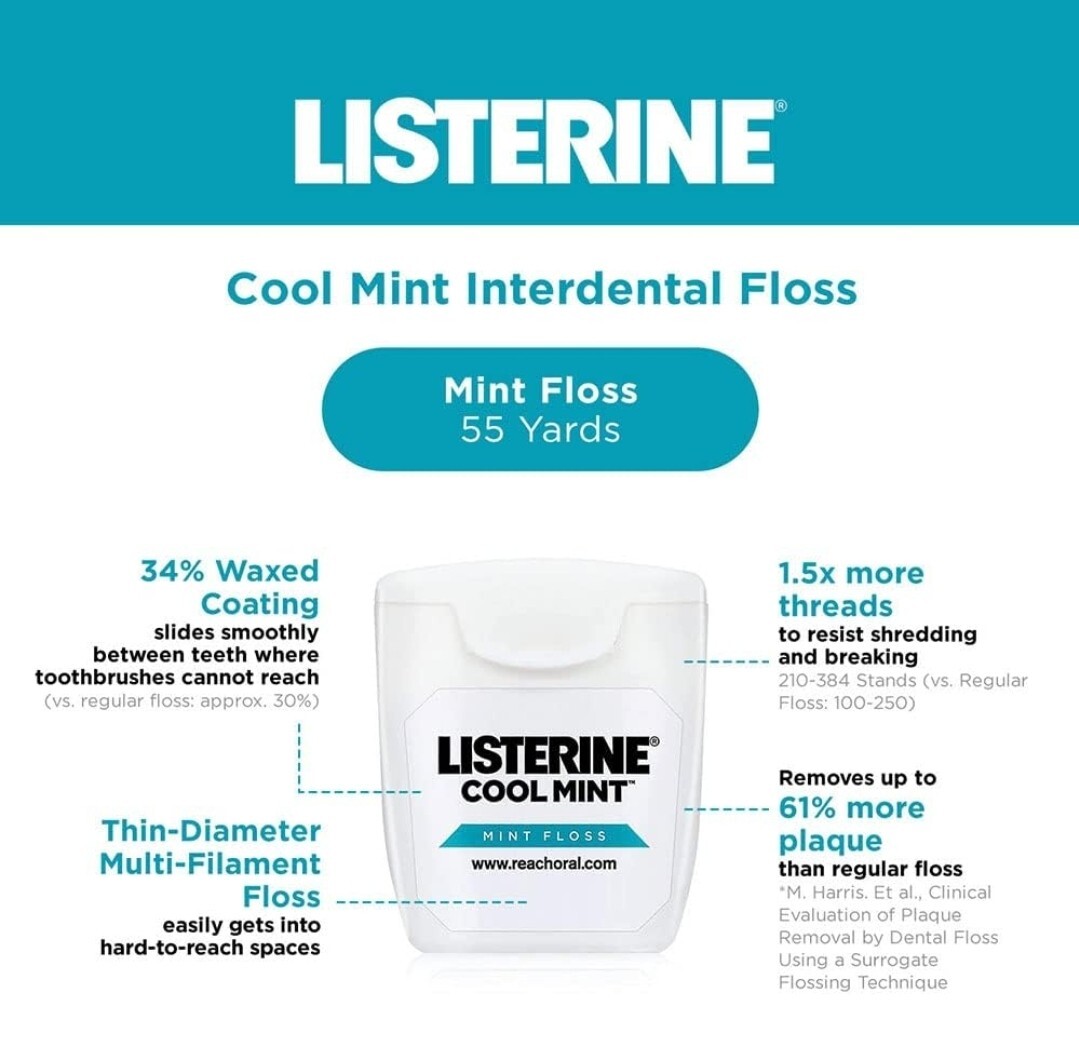 (Pack of 12) JNJ~Dental Floss~Cool Mint 55 yds ~NEW~SEALED~