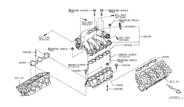 NEW 14032-JA10A Intake Plenum to Manifold Gasket fits SOME V6 Nissan & Infinity