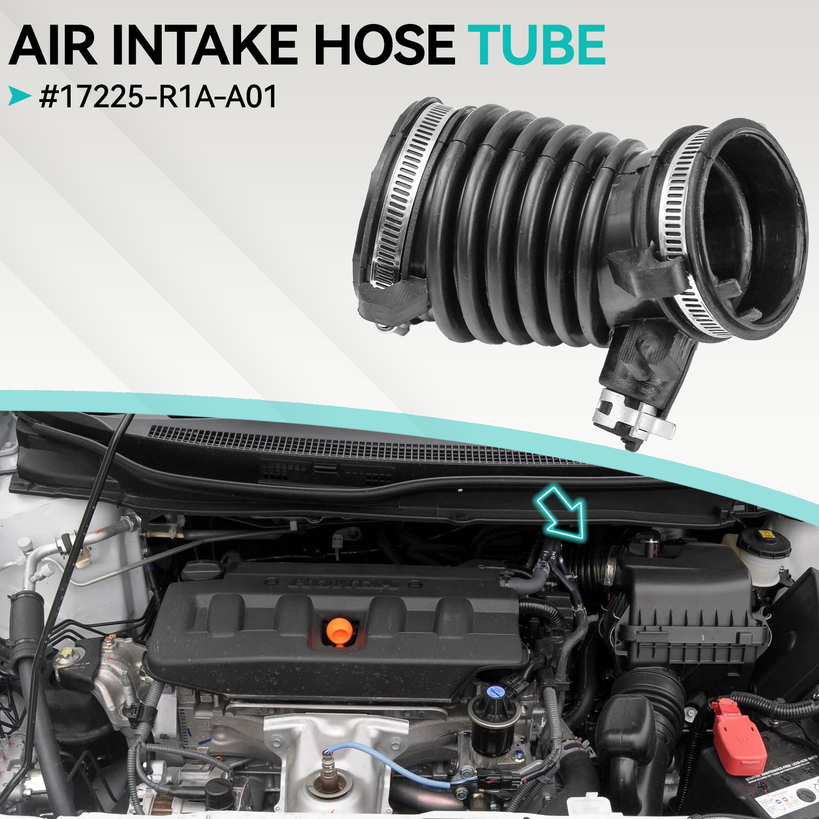 For Honda Civic 2012-2015 1.8L Air Flow Tube Air Cleaner Intake Hose With Clamps