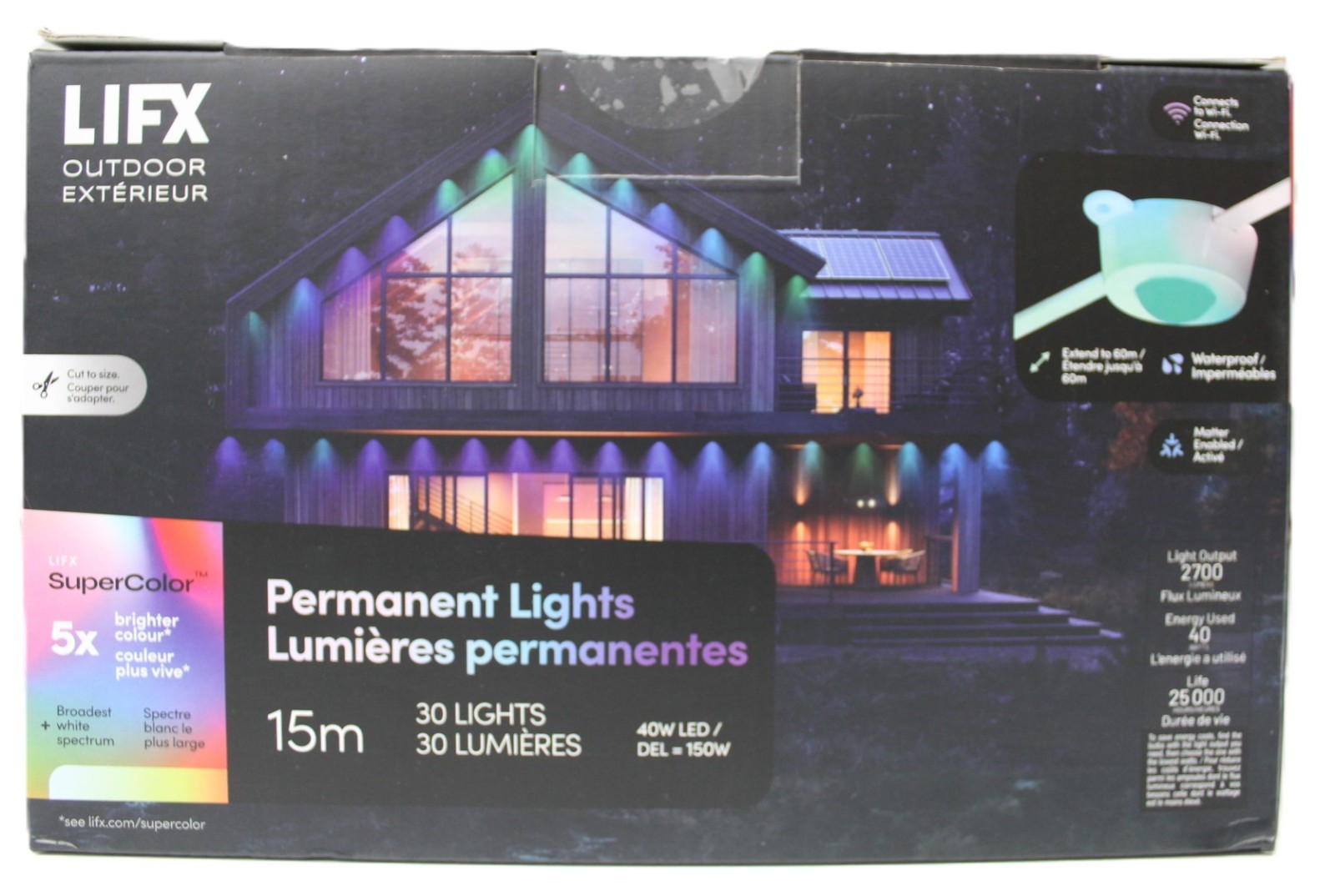 LIFX 50ft Outdoor Permanent Smart Lights RGBW LED Strip Supercolor Christmas