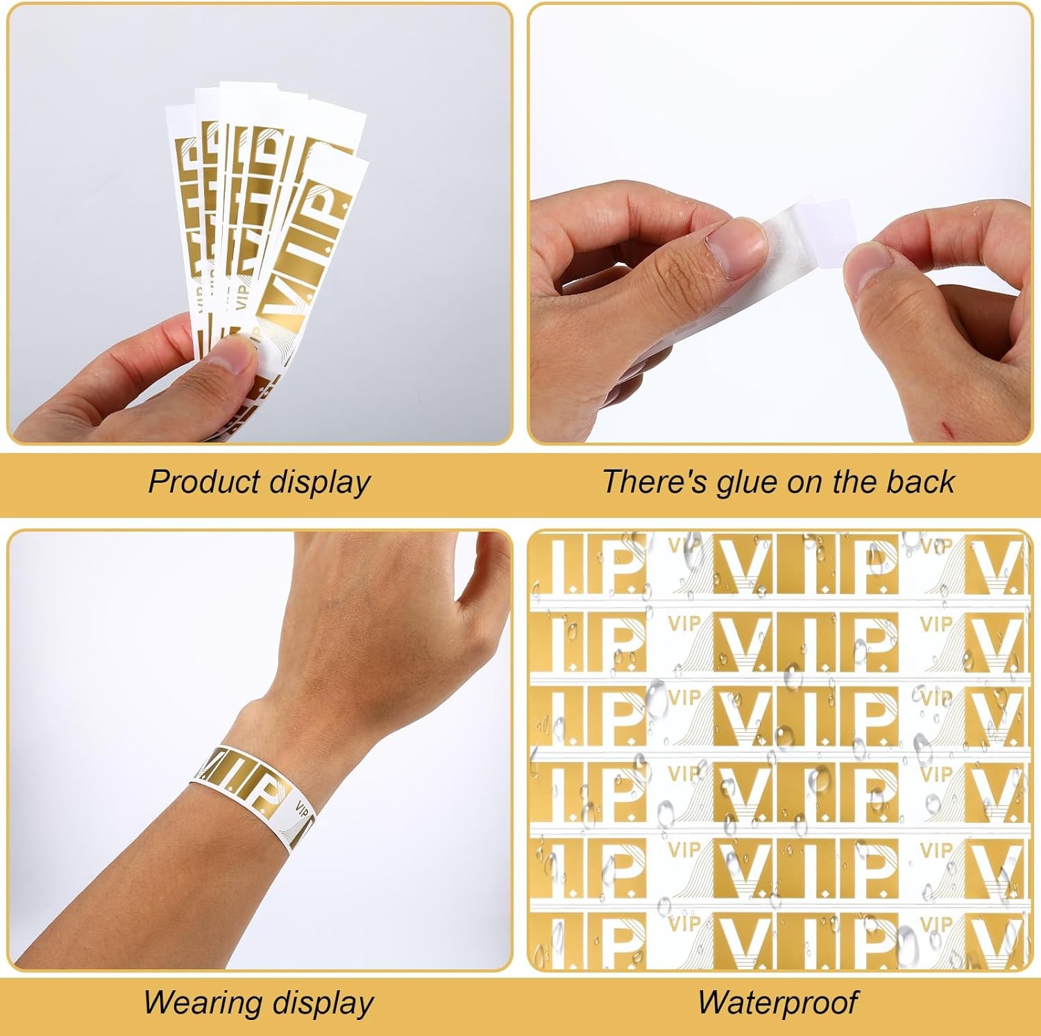 100 Pcs VIP Wristbands for Events Concert Club Amusement Park Party Bracelets