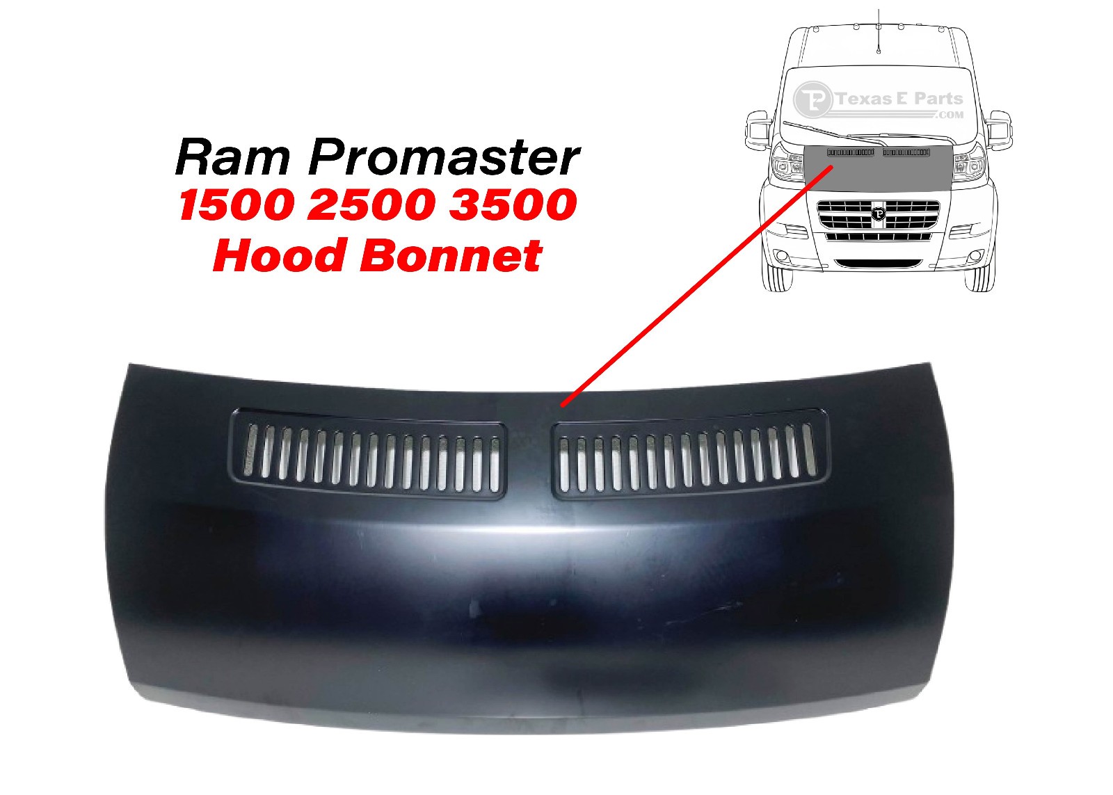 New Fits 2014-2022 Ram Promaster 1500 2500 3500 Front Hood Bonnet Assembly