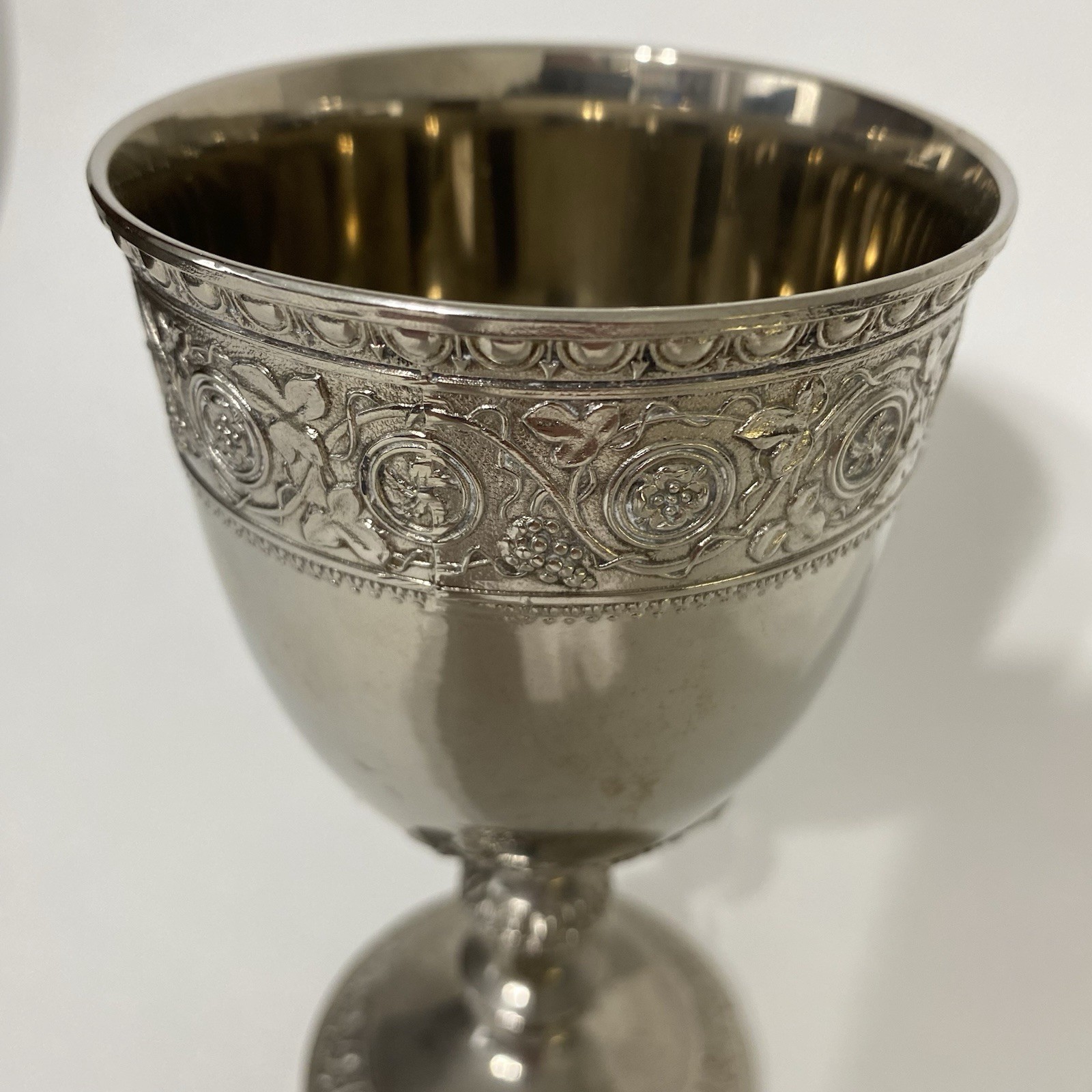 Vintage Corbell & Co Silverplate Goblets Set 4 Baroque Heraldic 6.5" Wine Cups