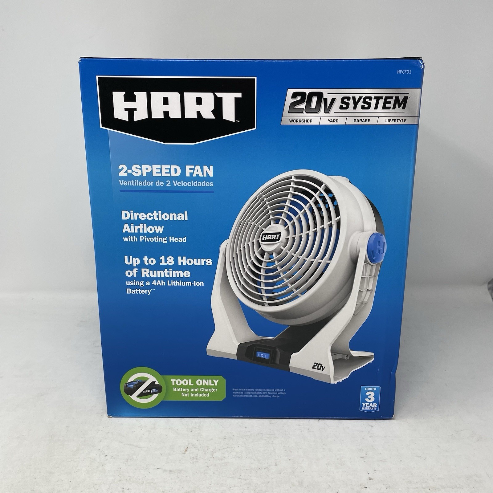HART 20V Volt Cordless 2-Speed 7.5" Fan HPCF01 *Tool Only*
