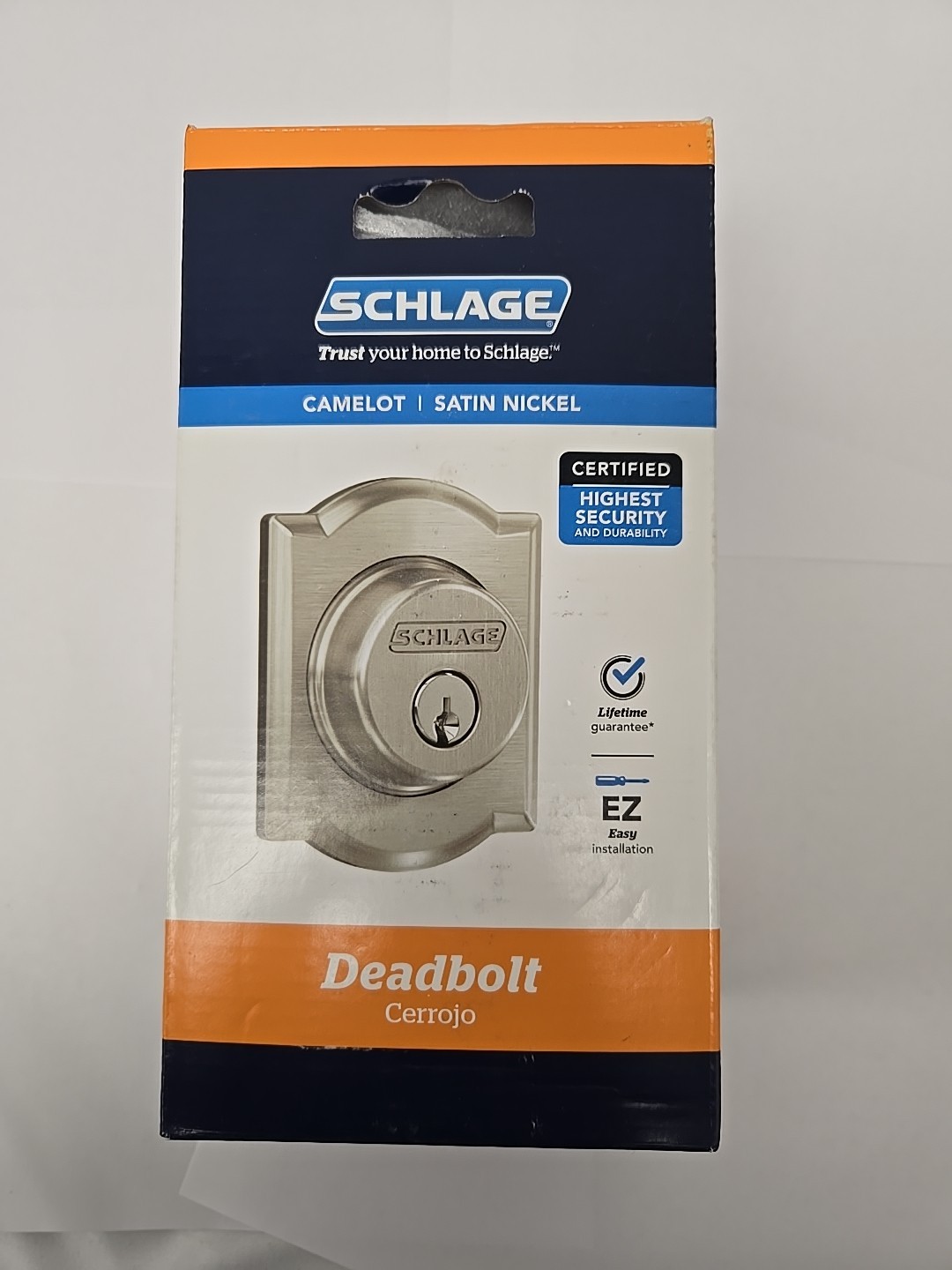 Schlage Satin Nickel Camelot Outside Deadbolt B60N G CAM 619
