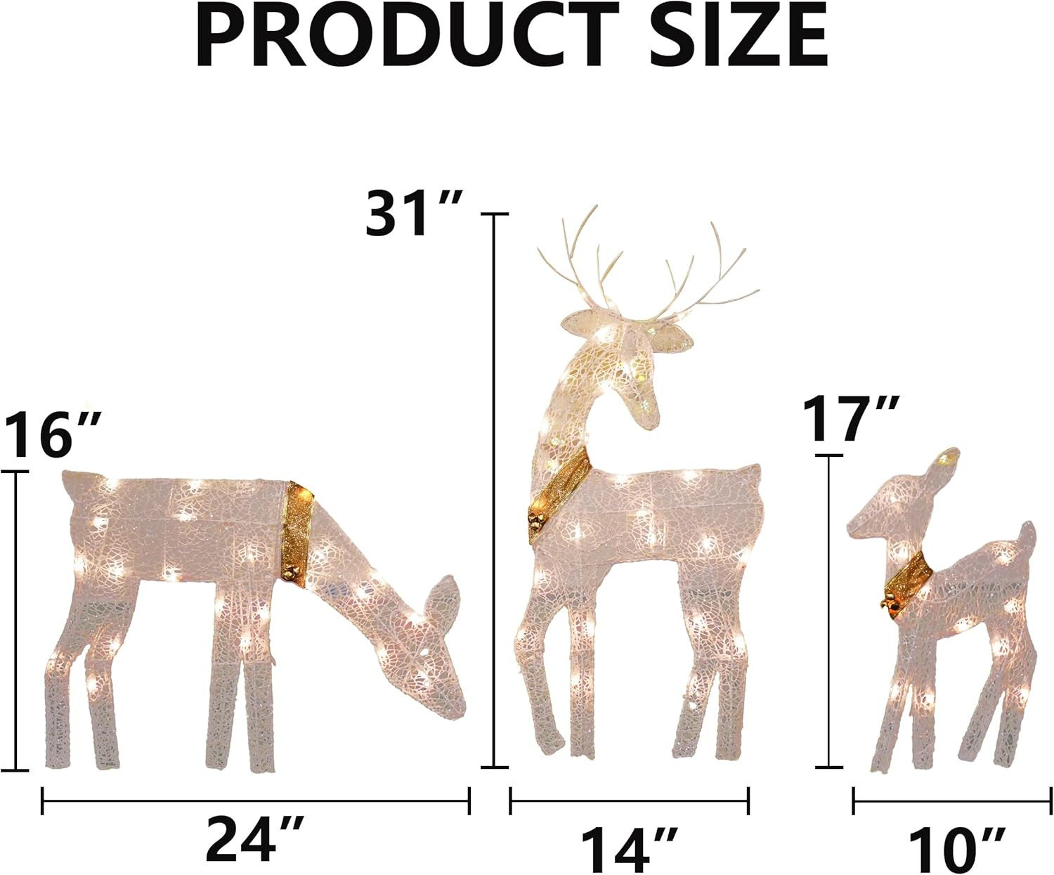 Dazzle Bright Christmas Outdoor Decoration, 3-Piece Lighted 2D Reindeer Family w