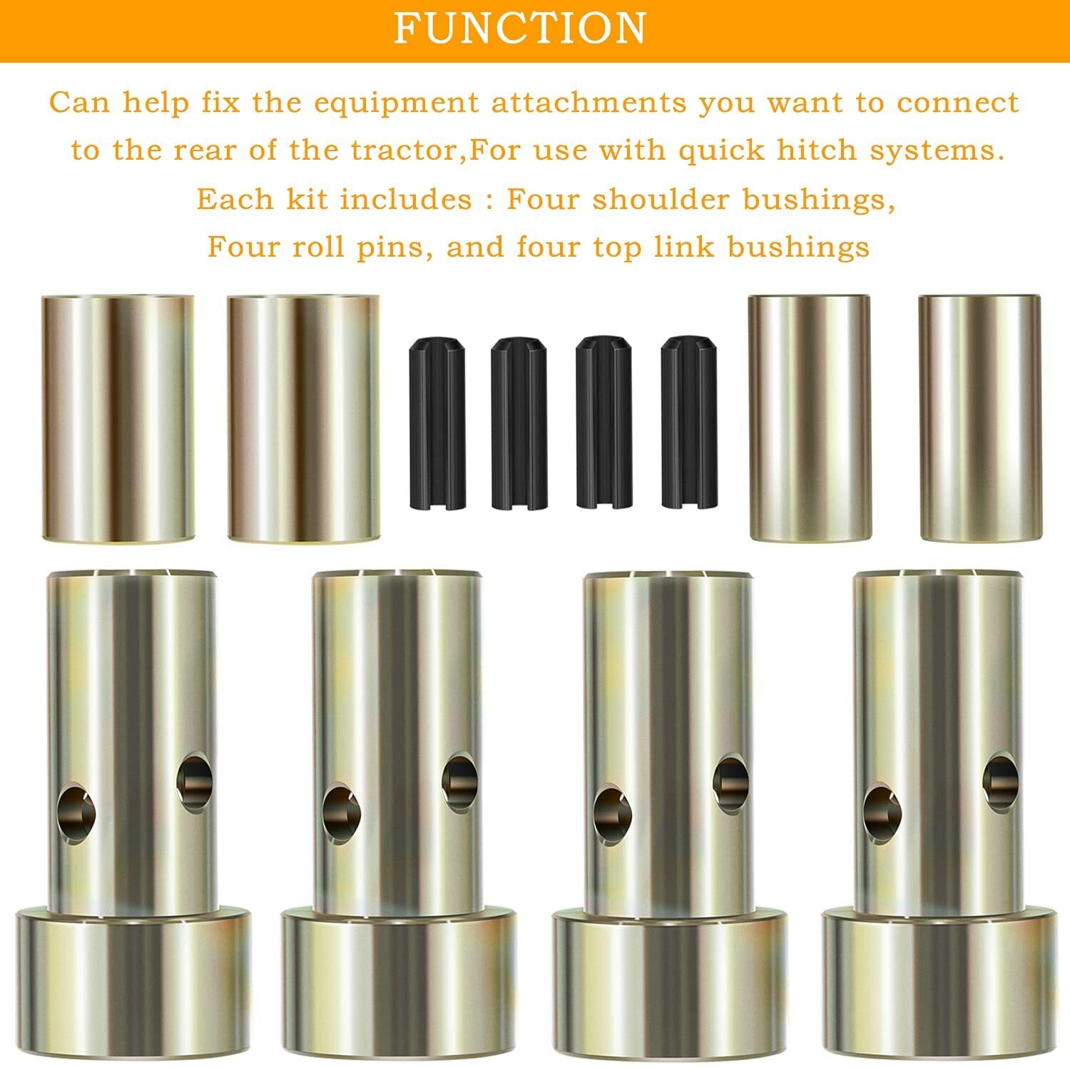 TK95029 Quick Hitch Adapter Bushing for Category 1 3-Point Hitch Tractor (2 Set)