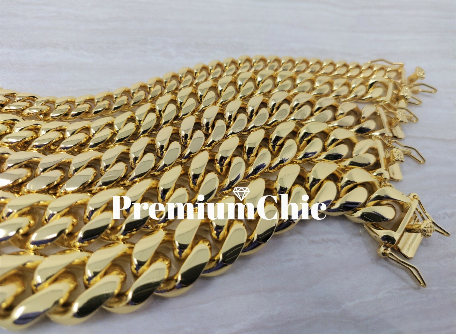 Mens Miami Cuban Link Bracelet 14k or 18K Gold Plated Stainless Steel Hip Hop