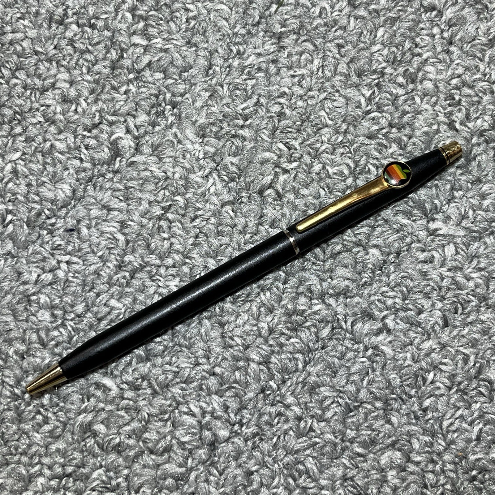 Vintage Cross Ballpoint Pen Rainbow Macintosh Apple Logo Black Gold