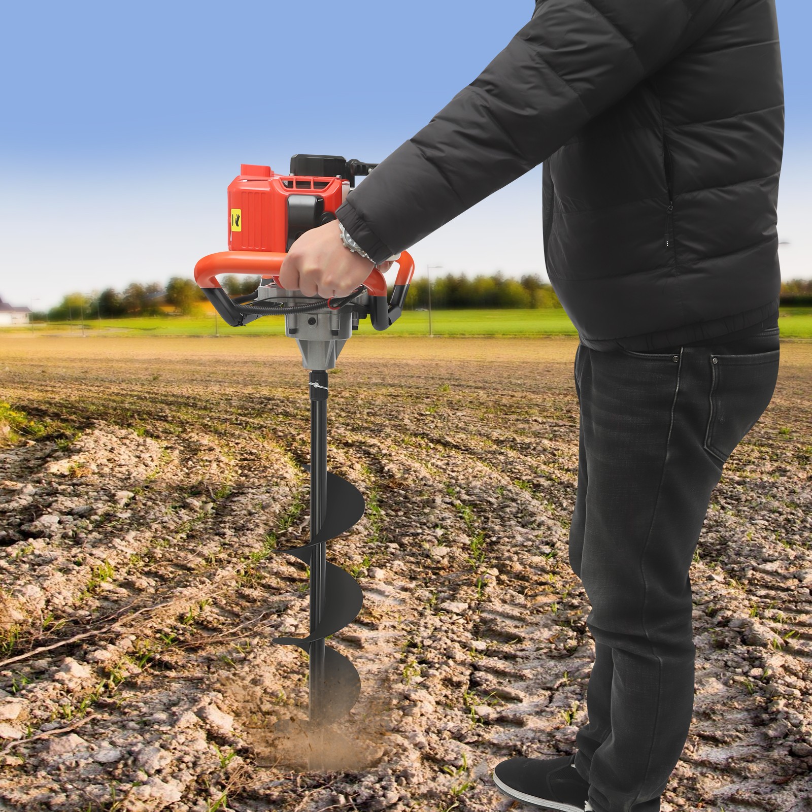 2.3HP Earth Auger Post Hole Digger Drill Machine Kit, New