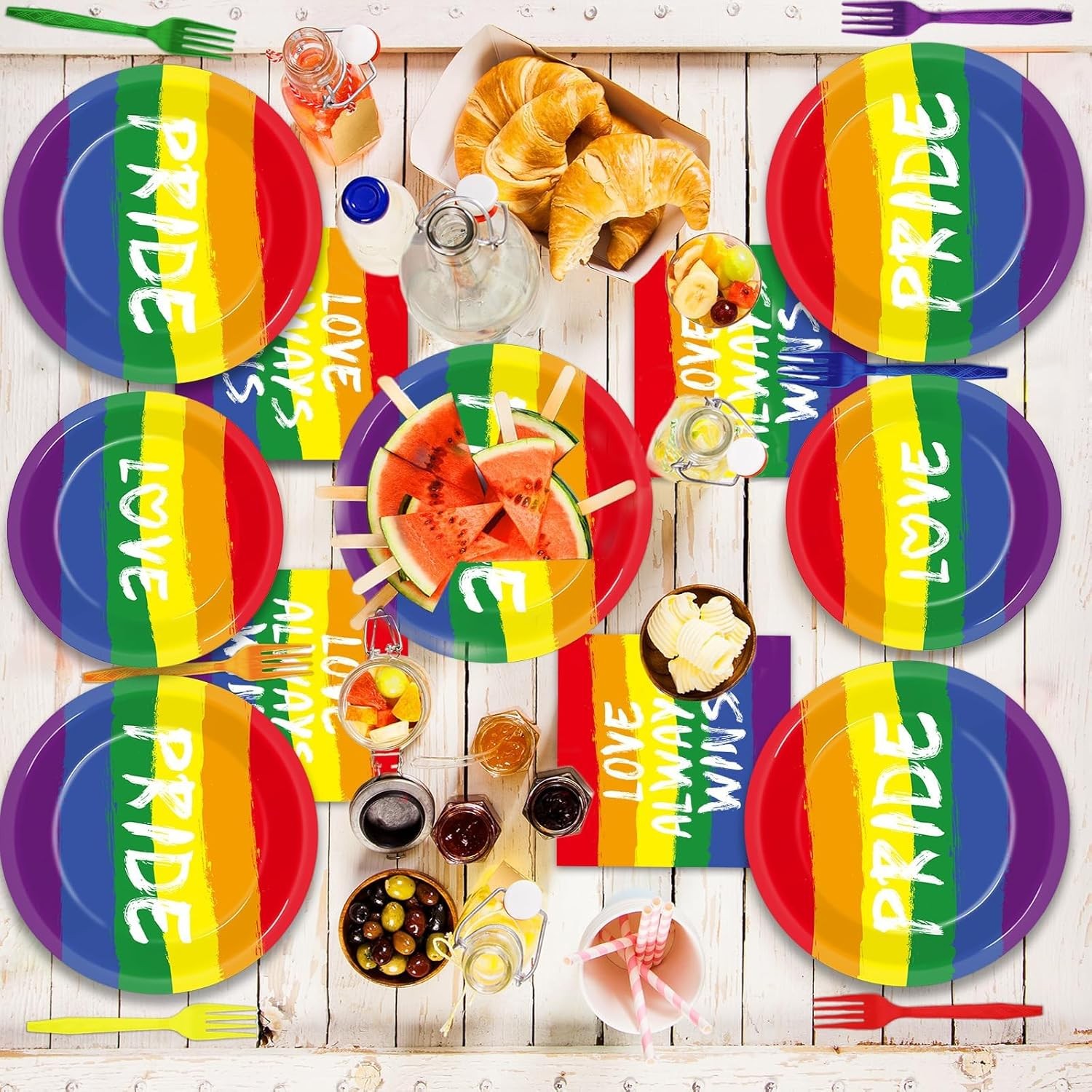 Disposable LGBT Dinnerware Set for 24 - Pride Themed Party Supplies