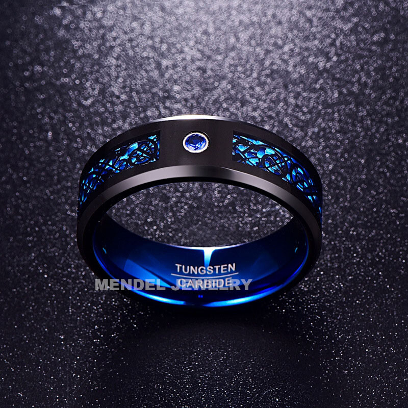 MENDEL Mens Tungsten Carbide Celtic Knot Wedding Engagement Band Ring Size 7-15