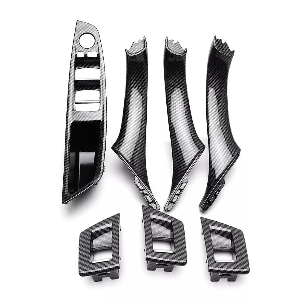 Inner Door Panel Handle Pull Trim Cover For BMW F10 F11 520i 528i Carbon Fiber