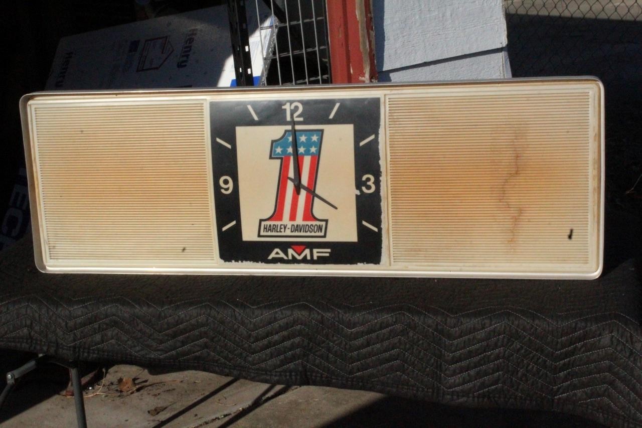 Vintage 1970s Harley Davidson AMF #1 Clock Menu Board Sign Sportster Chopper