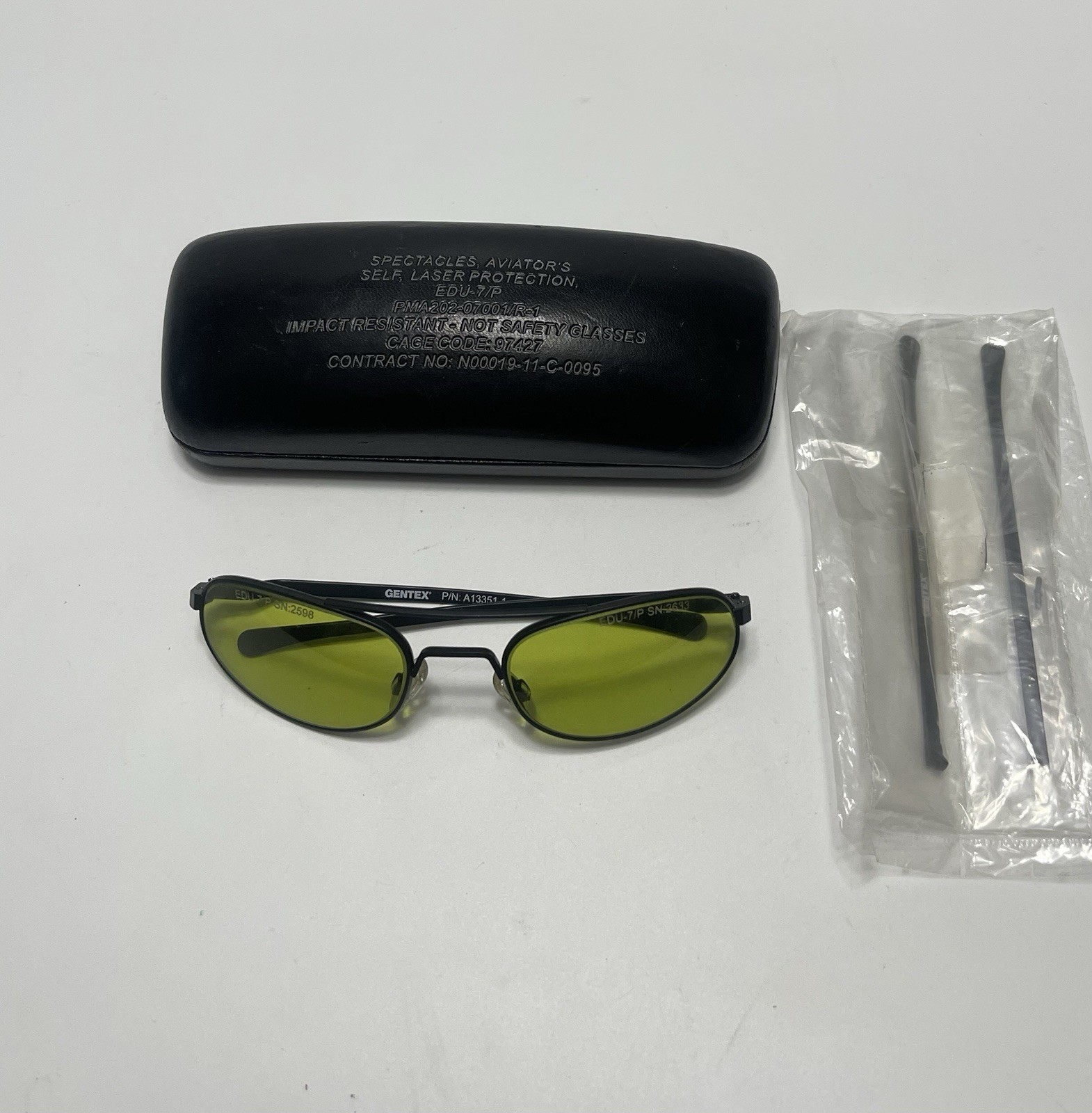 Gentex EDU-7/P Amber Laser Eye Protection (LEP) Spectacles & Extra Temple Arms