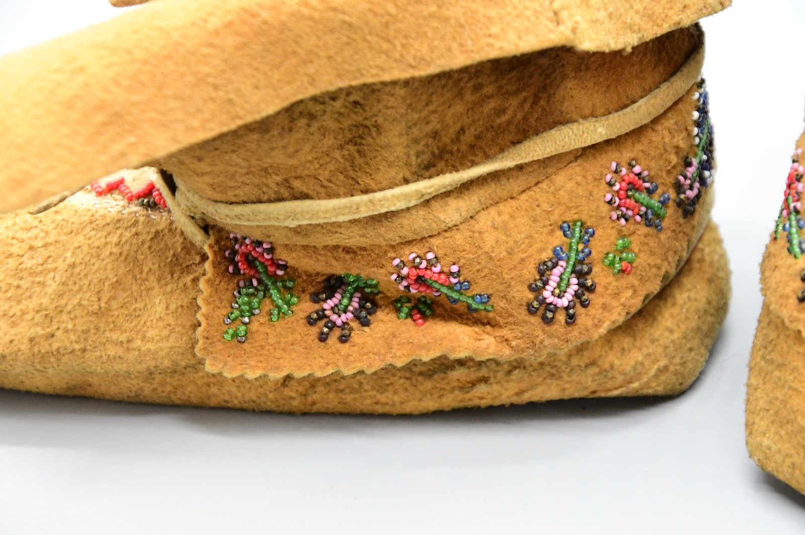 Chippewa Moccasins Part Sinew Sewn Smoked Moosehide 1880s-1910