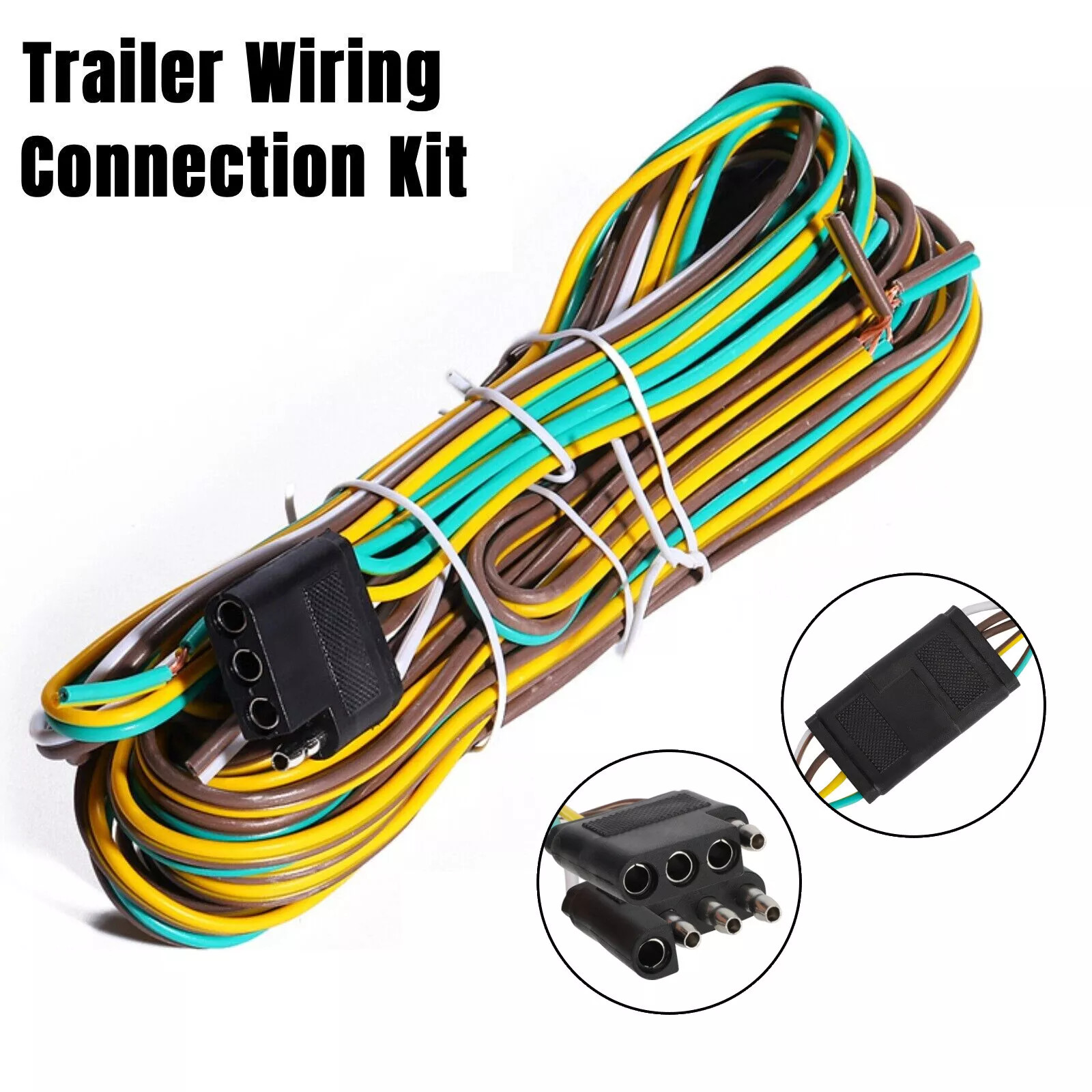 25' 4 Pin Flat Trailer Wiring Harness Kit Wishbone Style for Trailer Tail Lights