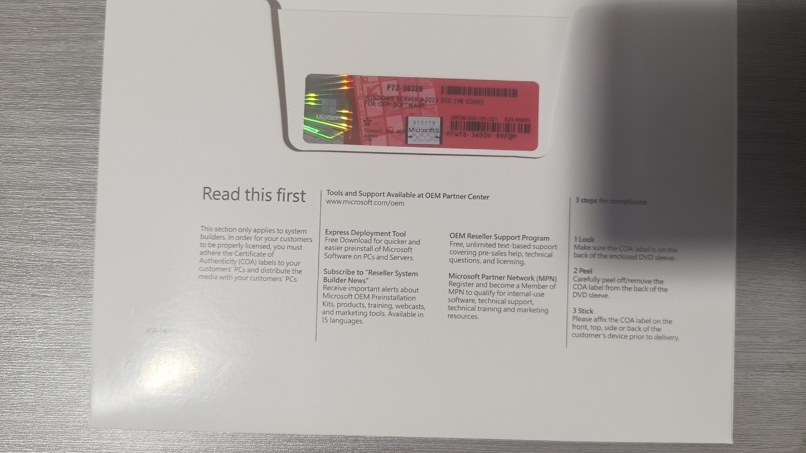 Microsoft Windows server 2022 Standard 64Bit 48 Core License Key DVD & COA USA