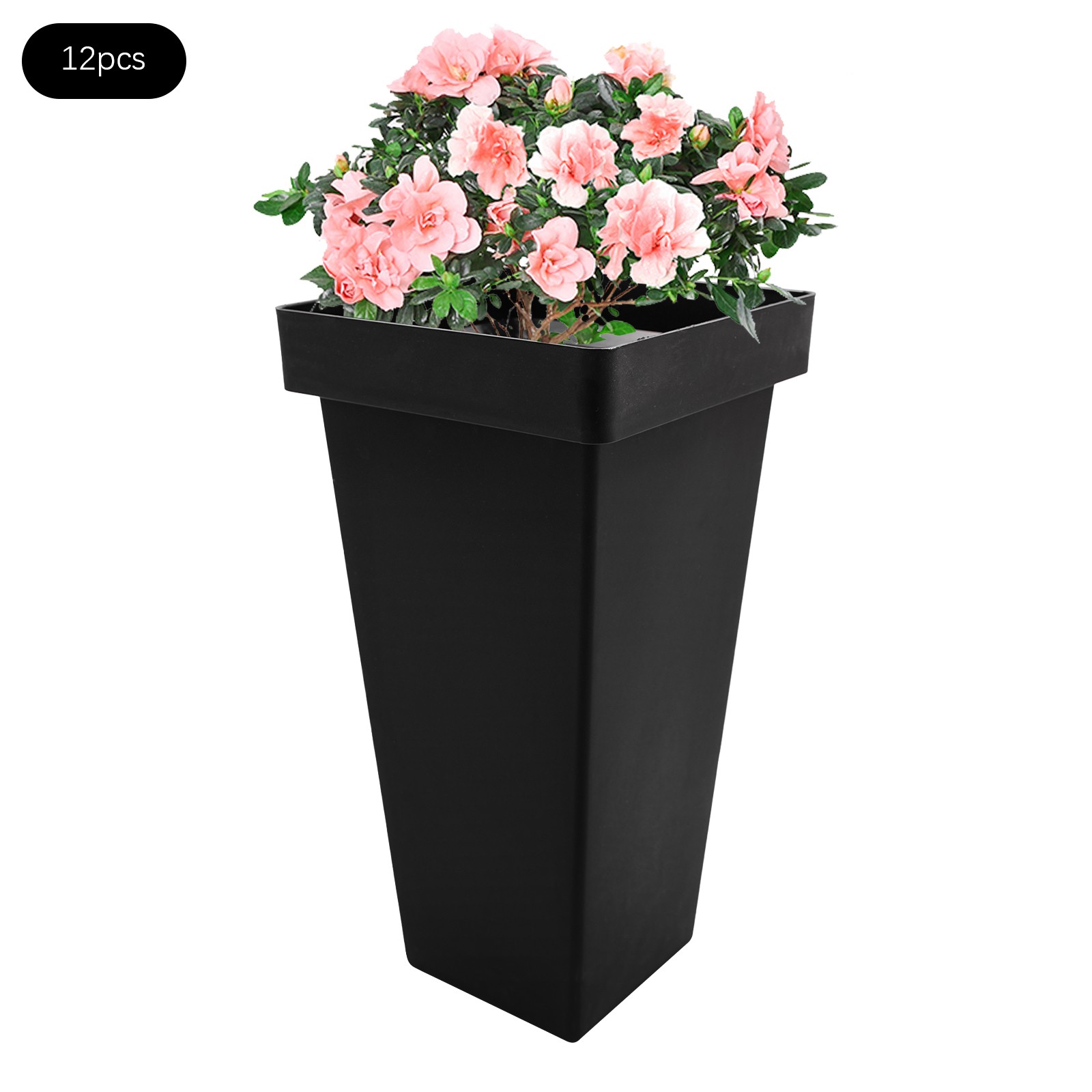 12 Pcs Black Plastic Flower Buckets, Flower Display Buckets, Wedding Flower Disp