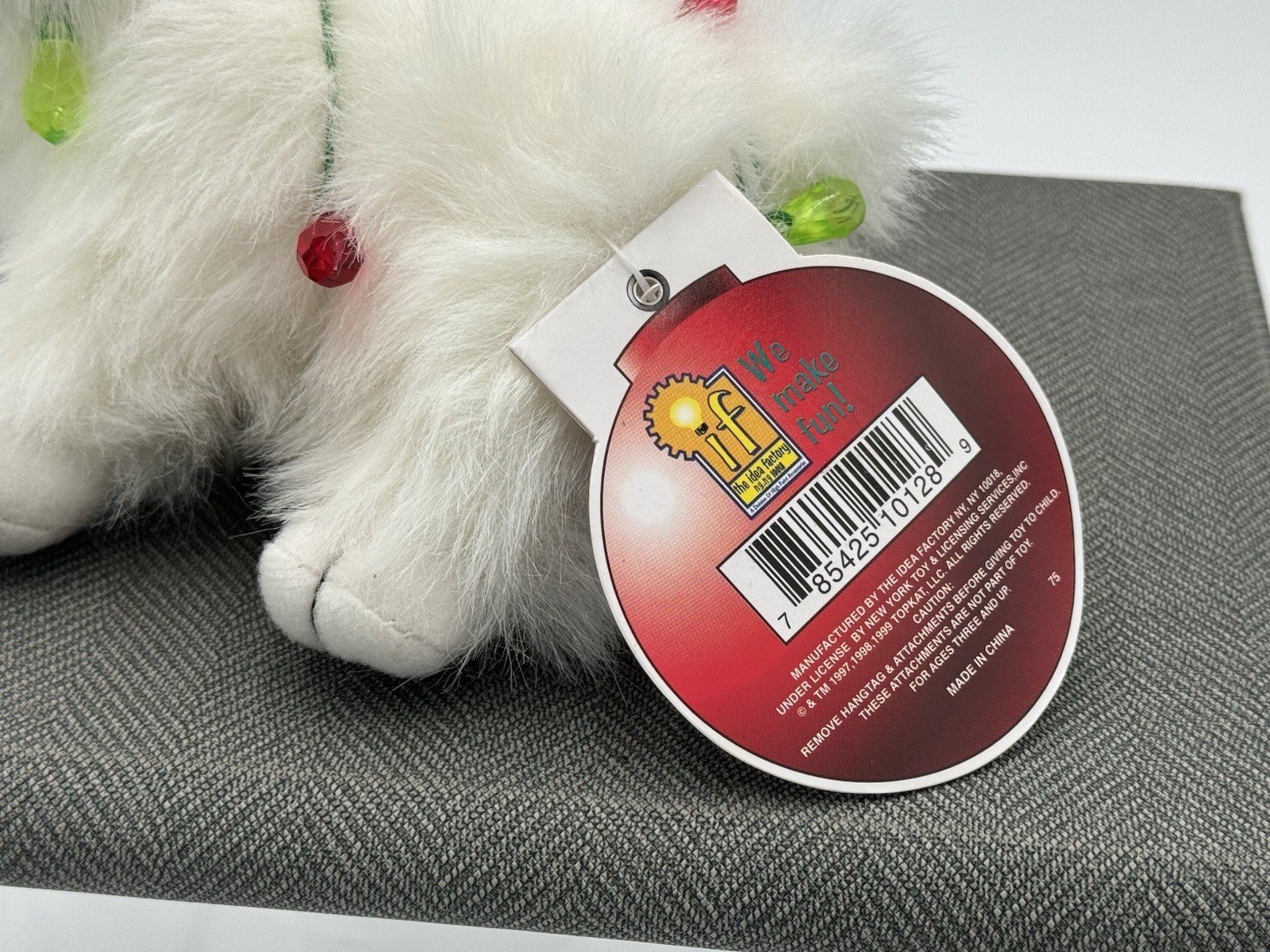 NEW Meanies Shocking Stuffers '99 Blinky The Cat Bean Bag Plush 5" White Vintage