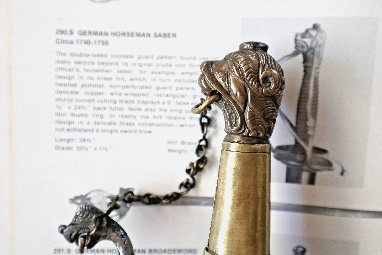 FRENCH INDIAN WAR REVOLUTIONARY WAR, GERMAN DOG HEAD SWORD CIRCA 1730-40