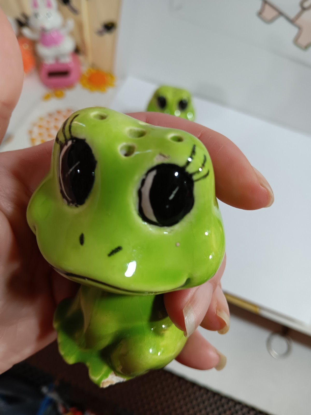 VTG NEIL THE FROG SALT & PEPPER SHAKERS CERAMIC 1970'S SET SEARS AND ROEBUCK!!!