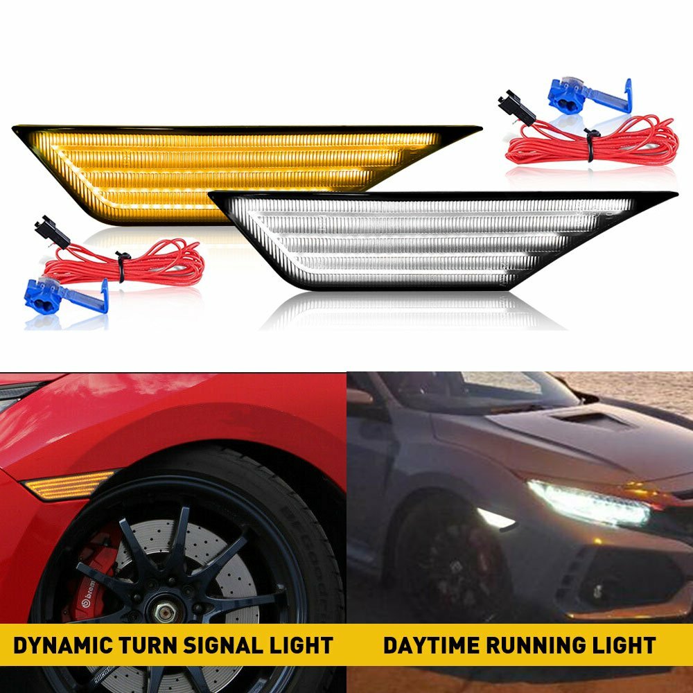 Switchback Sequential Turn Signal LED Side Marker Light For Honda Civic Lamp HUS