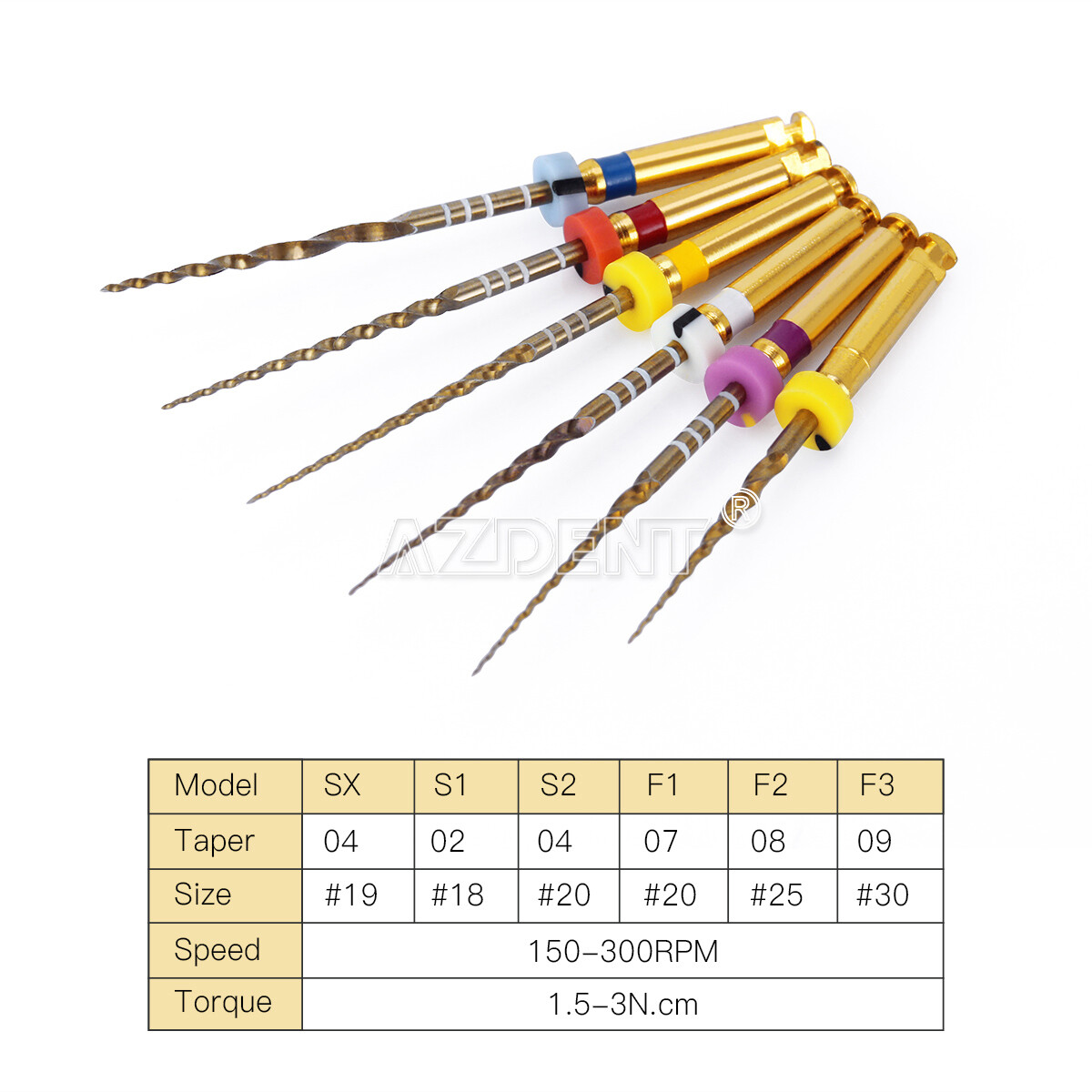 10 X AZDENT Dental Endodontic 25mm Gold Taper NITI Endo Rotary Files Engine Use