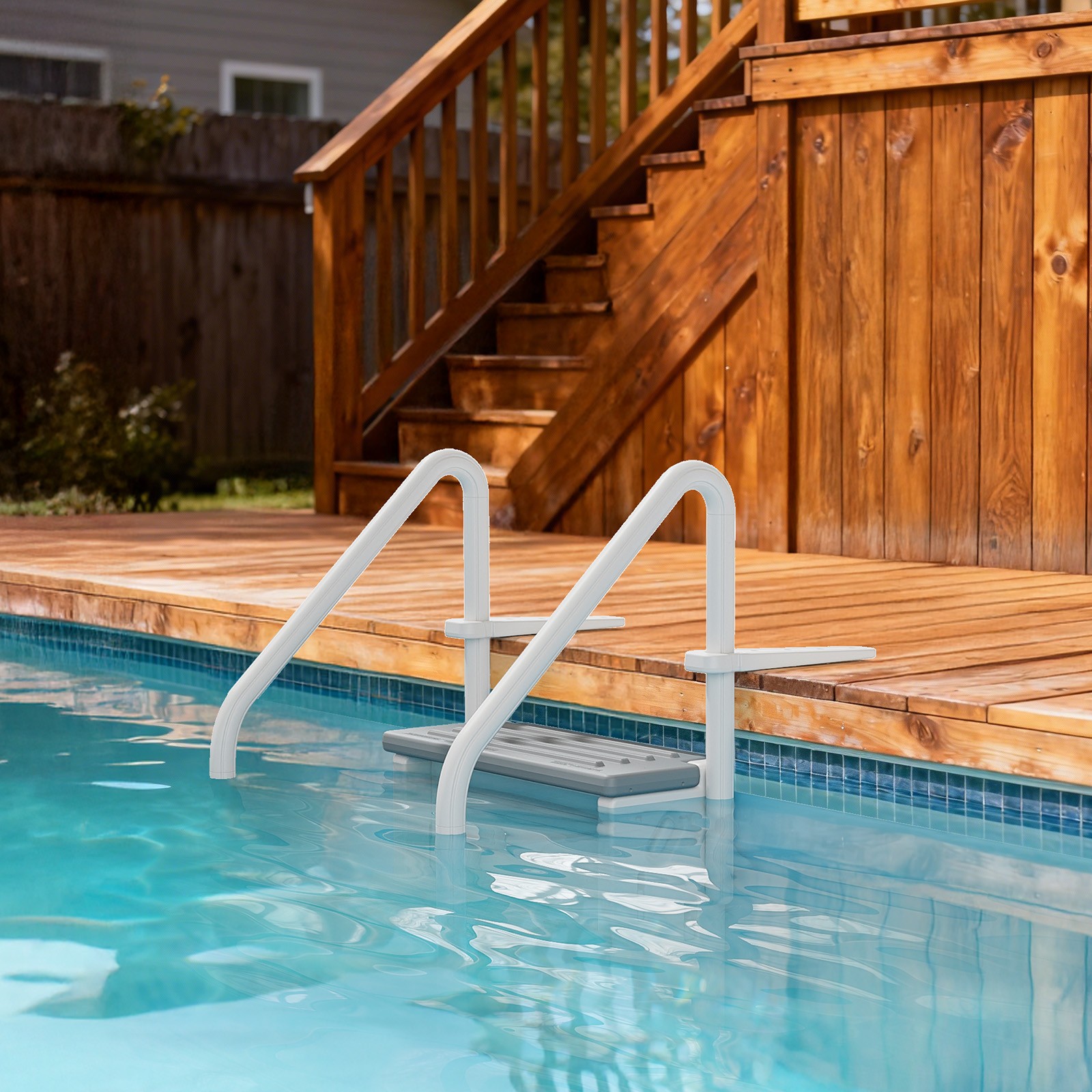 4-Steps Swimming Pool 67in Ladder Improve Stability for In/Outdoor Swimming Pool