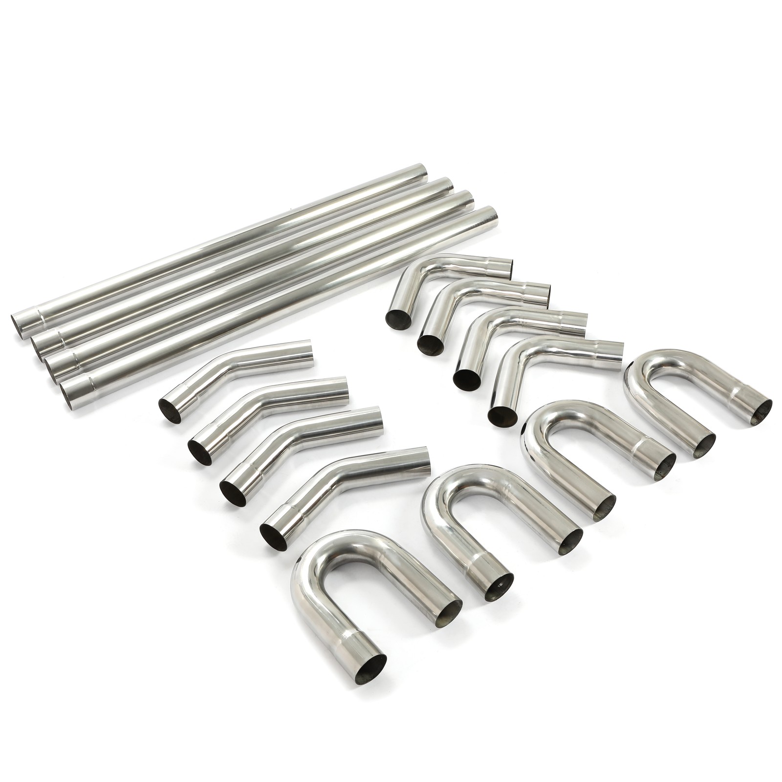 2.5” Inch Custom Exhaust Tubing Mandrel Bend Pipe U-Bend 90 Degree Kit 16 Pieces