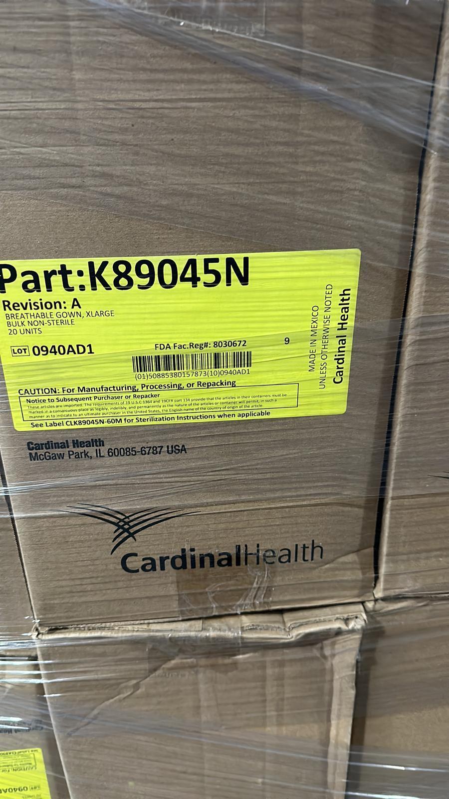 Cardinal Health Convertors Non-Reinforced Surgical Gowns Level 4 XL K89045N 20cS