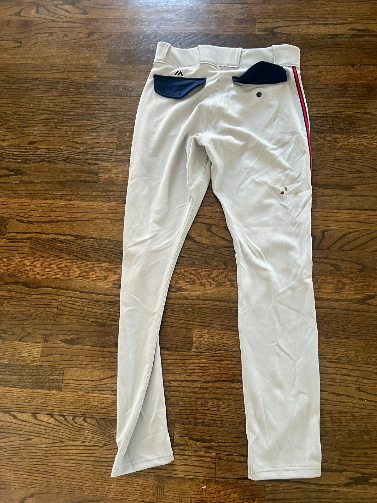 2017 MLB GAME USED CLEVELAND INDIANS BASEBALL PANTS TBTC BRAD MILLS