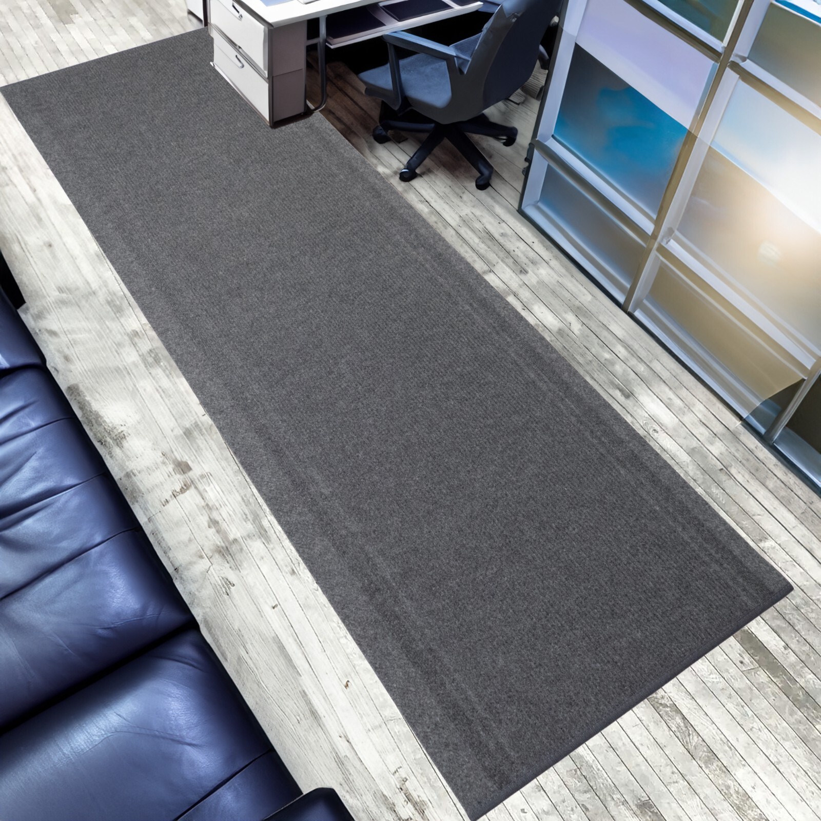 Anti Slip Waterproof Light Weight Low Profile Gray Rug Runner Office Outdoor