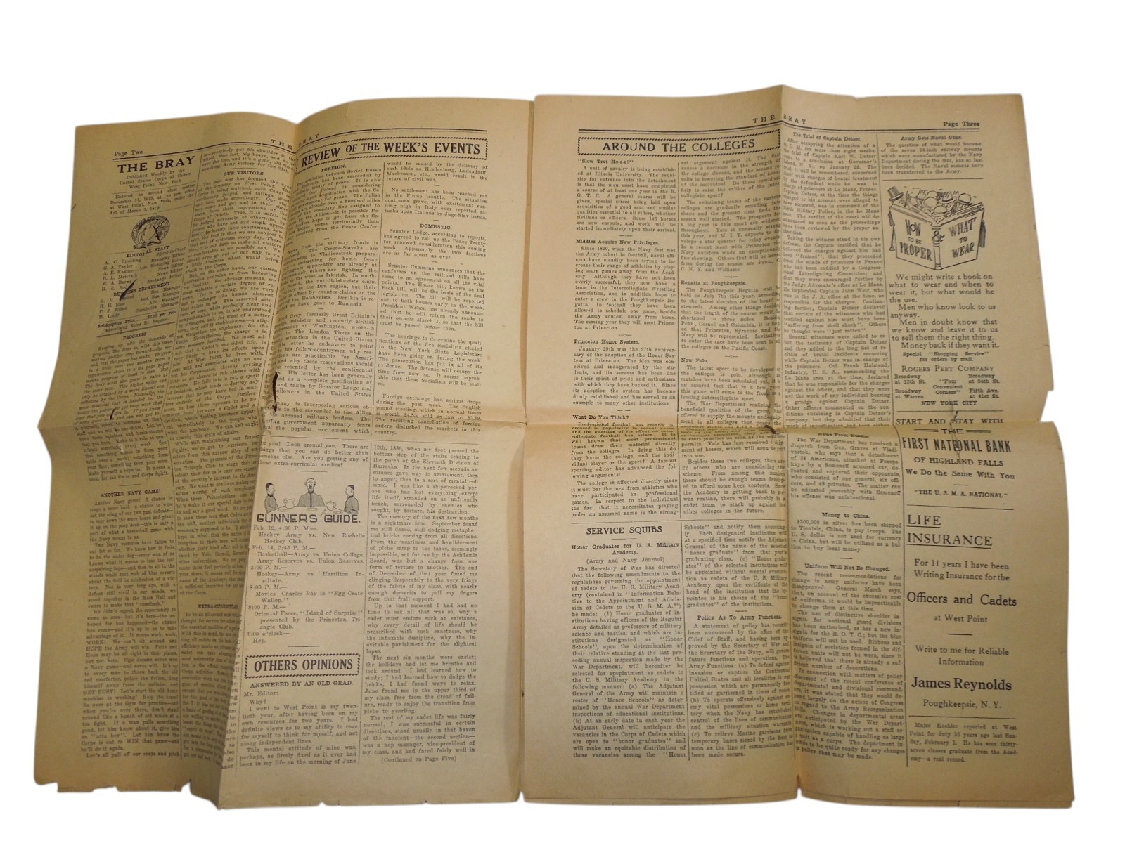 Original US Military Academy West Point THE BRAY 1920 Cadet Newspaper Q7