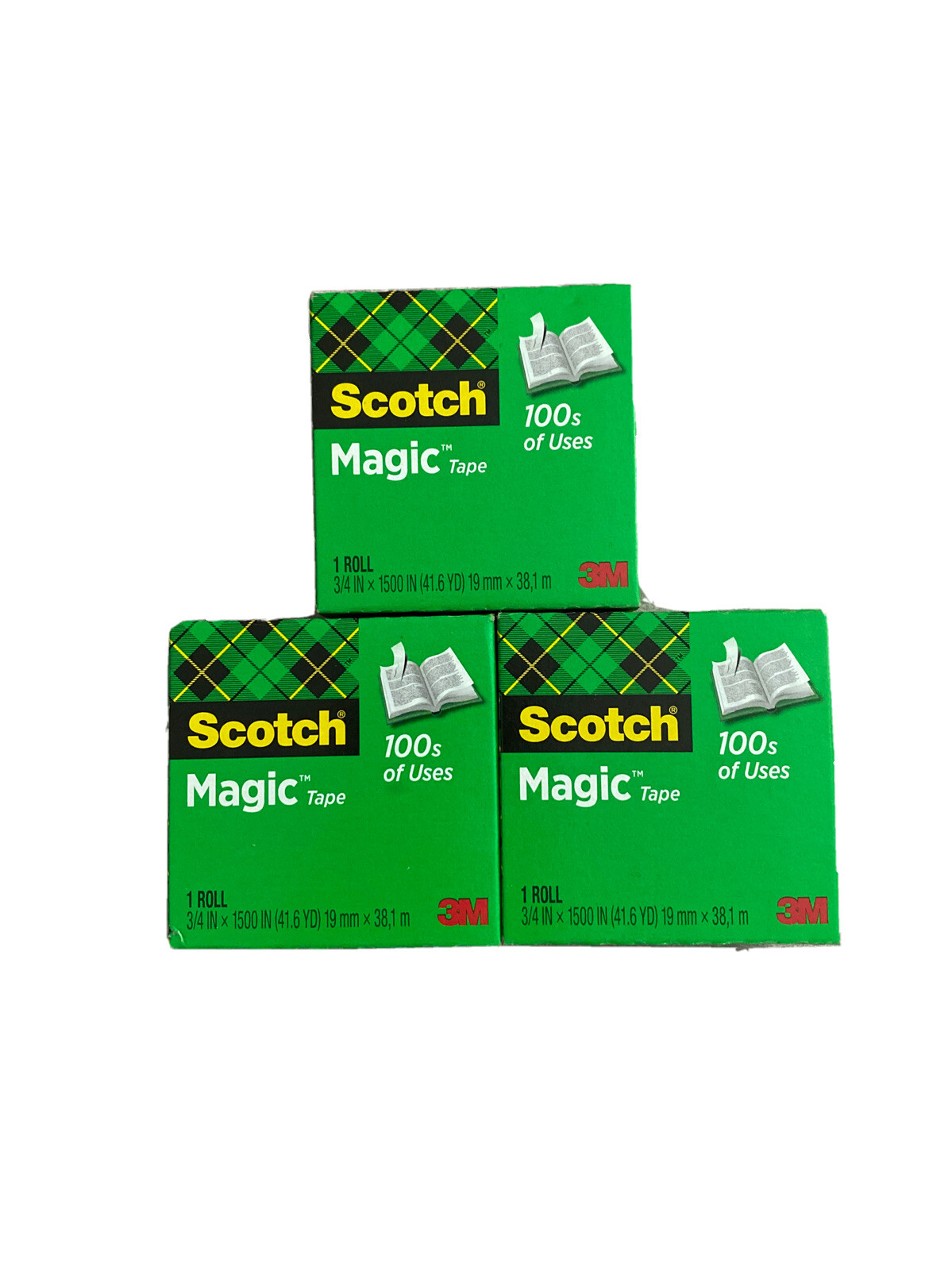 Scotch Magic Tape Refill 3 Rolls, 3/4" x 1500" per Roll Original Matte Finish