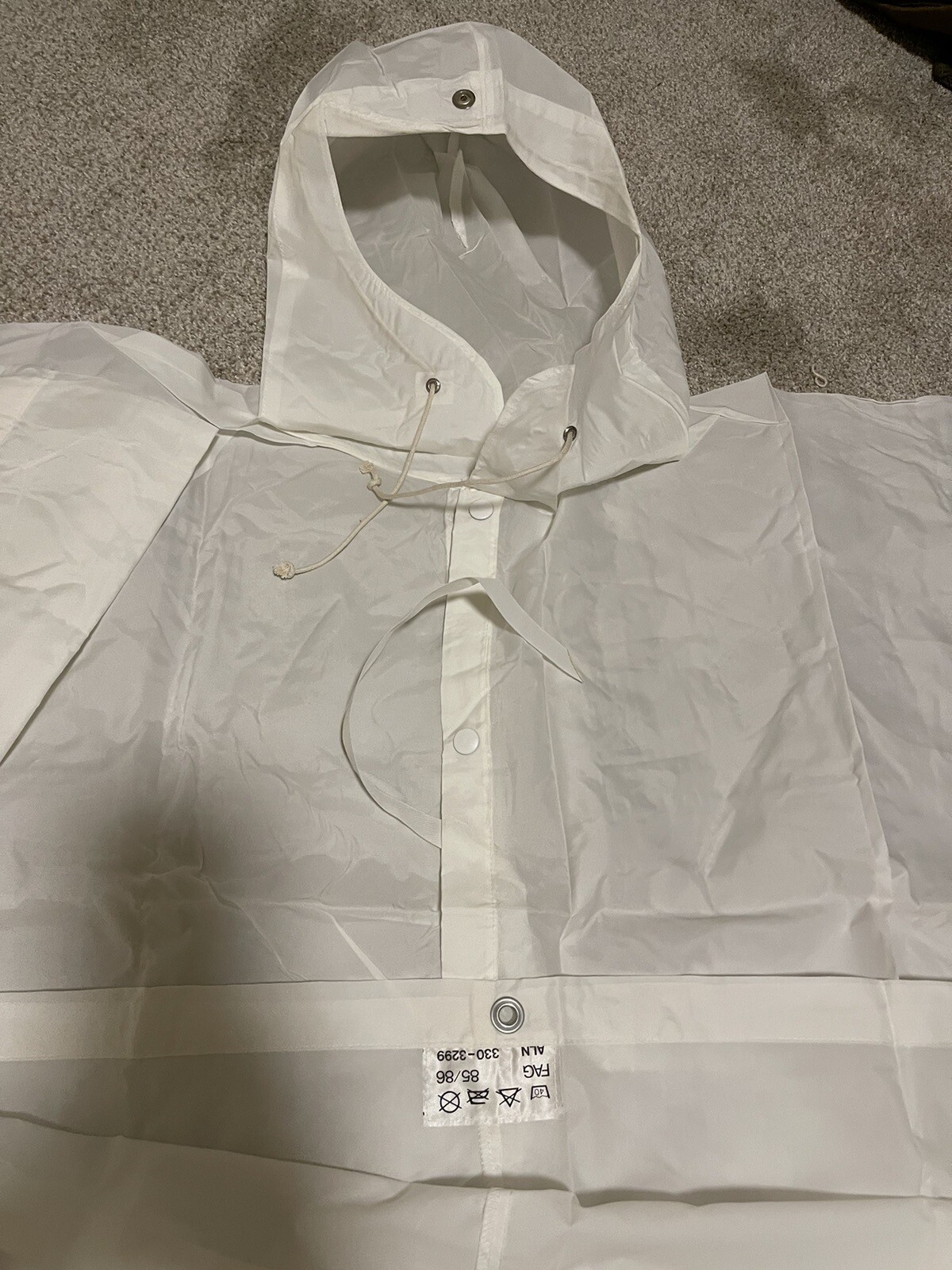 New White Swiss Army Latex Snow Camouflage Rain Poncho, Impermeable Waterproof!