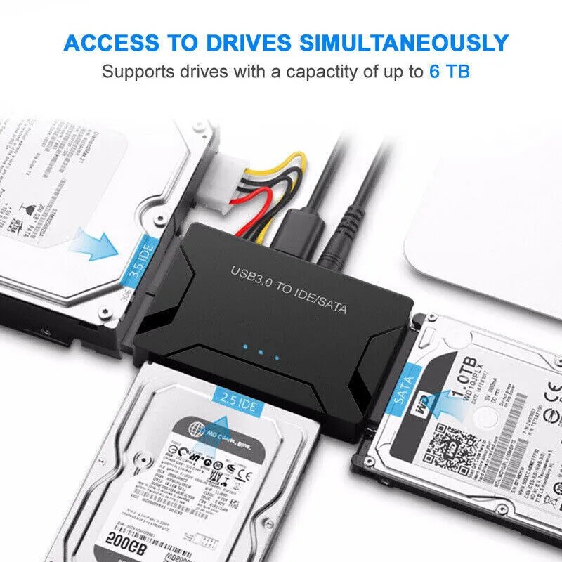 USB 3.0 to IDE & SATA Converter External Hard Drive Adapter Kit 2.5"/3.5" Cable