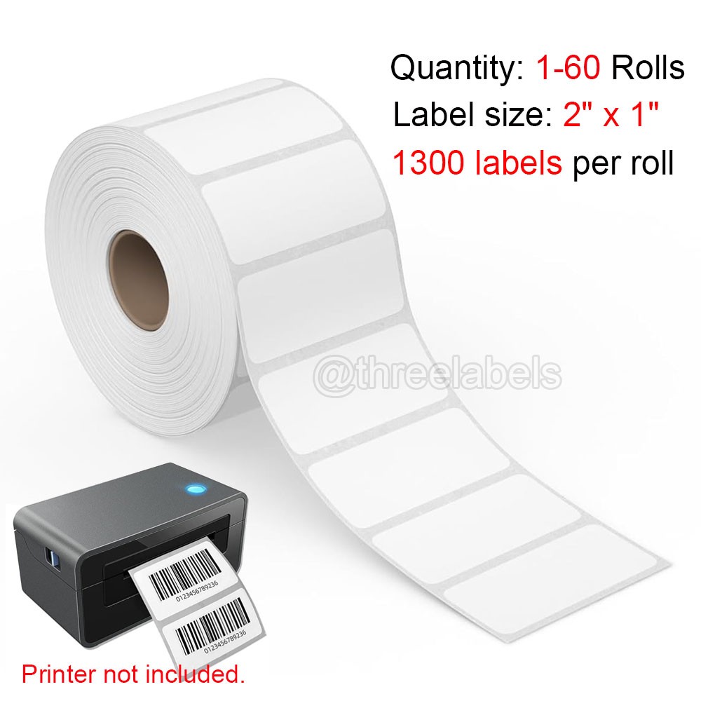 2"x1" Direct Thermal Labels Barcode Adhesive Shipping Sticker for Rollo & Zebra