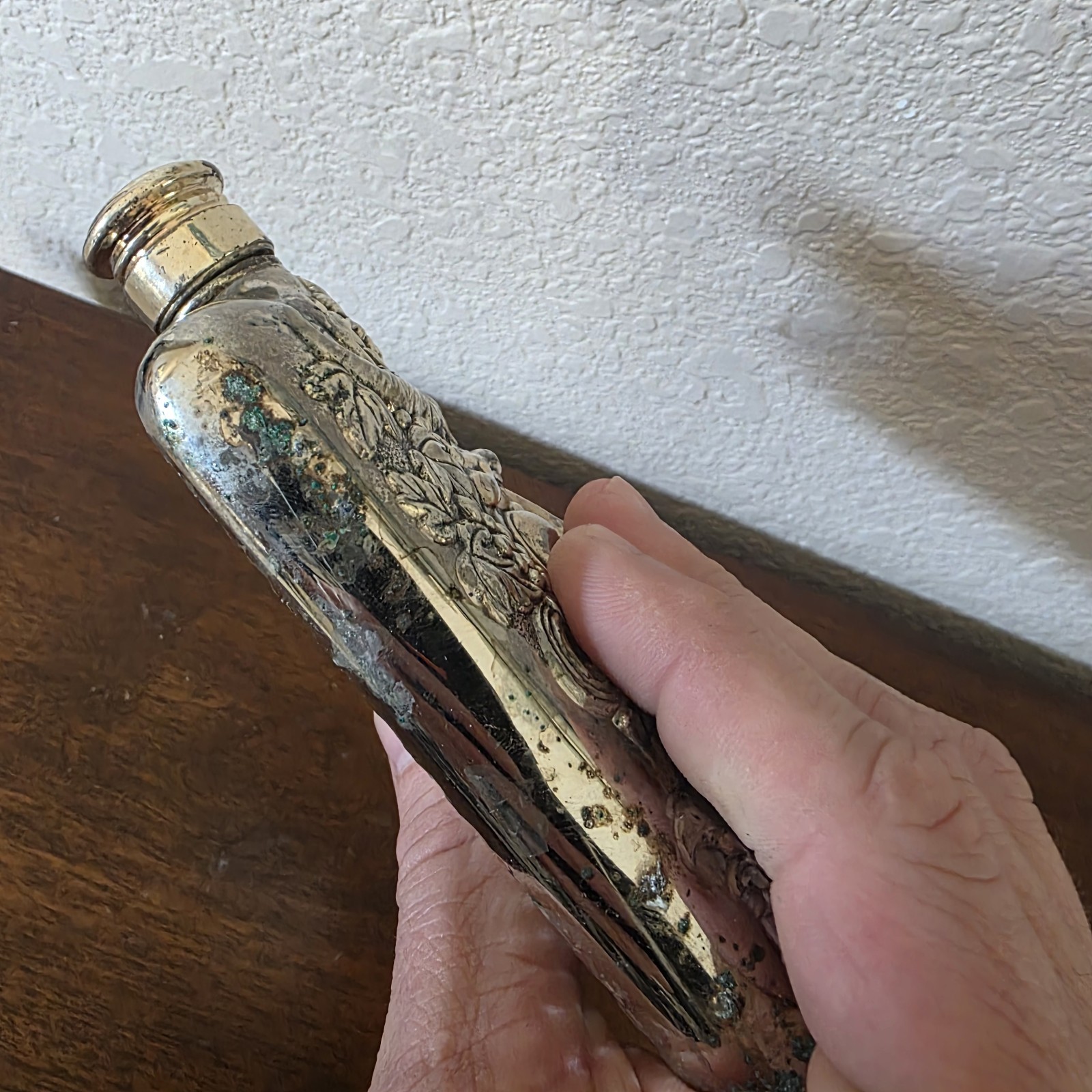 Vintage 1983 Godinger Silverplated Face of Bacchus God of Wine Flask