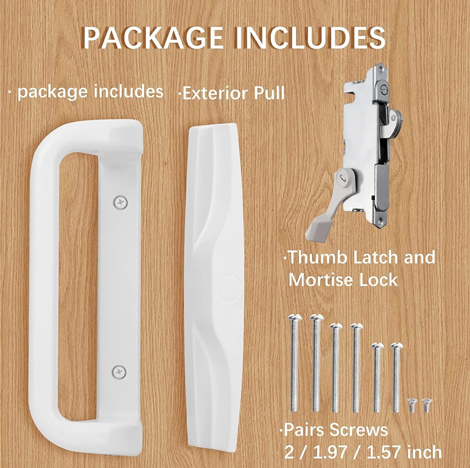 House Guard White Patio Door Handle Set with Mortise Lock for Replacement