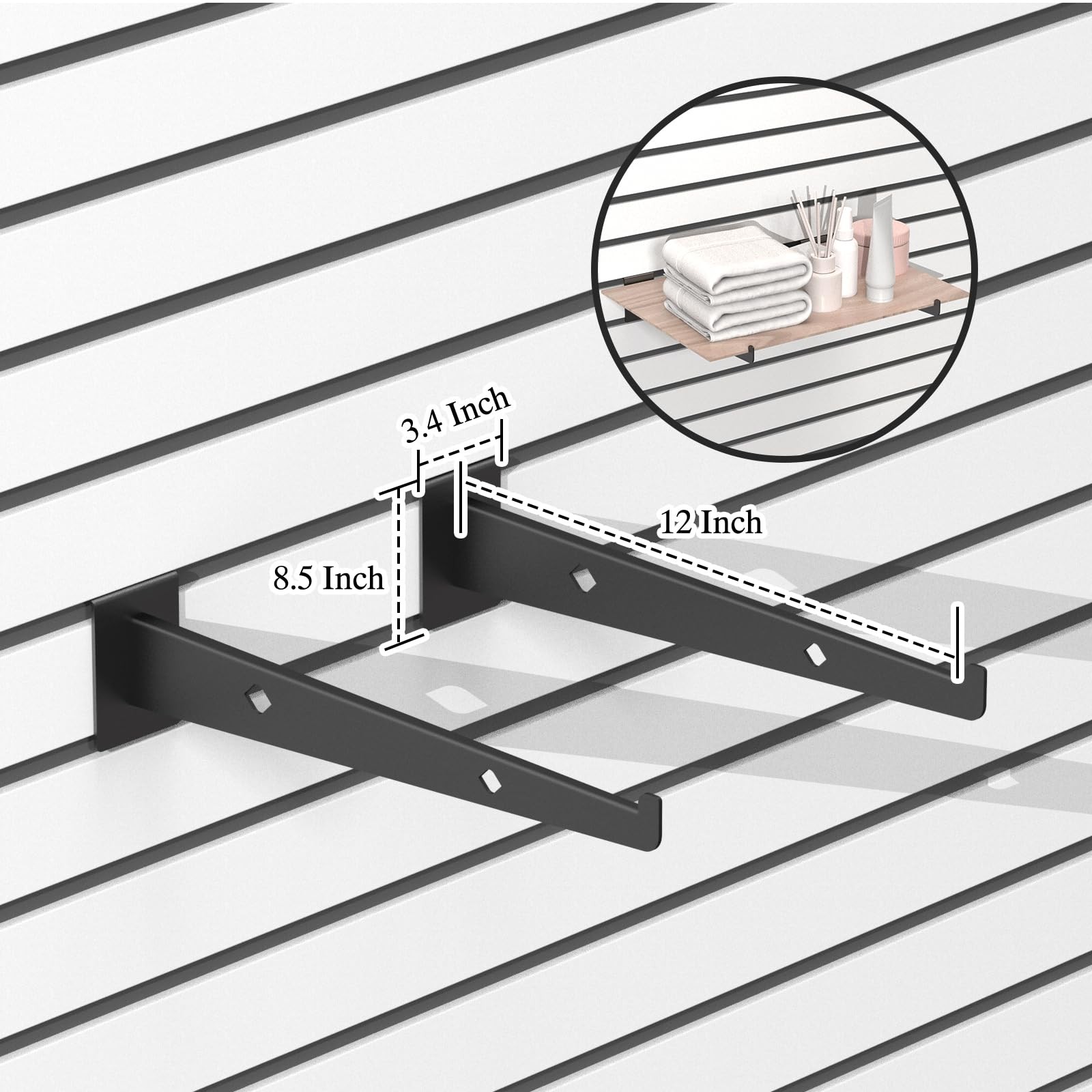 12 Pcs 12 Black Slatwall Shelf Bracket, Metal, Heavy Duty, Slat Wall, Garage