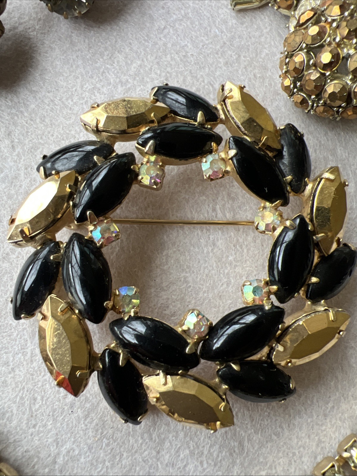 Vintage Rhinestone Jewelry Lot - 4 Pieces - Trembler Brooch - Signed/Unsigned