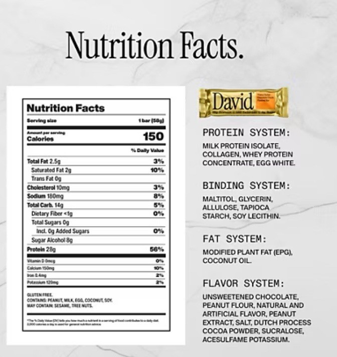 David High Protein Bars No Sugar - Sugar Free Peanut Butter Chocolate Chunk